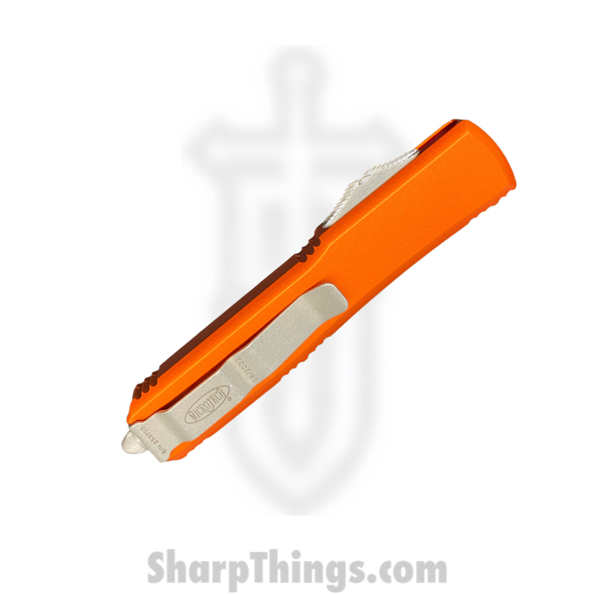 Microtech - 122-10APOR - Ultratech - OTF Auto - Elmax, M390, 204P Apocalyptic Dagger - 6061-T6 Aluminum - Orange - Image 3