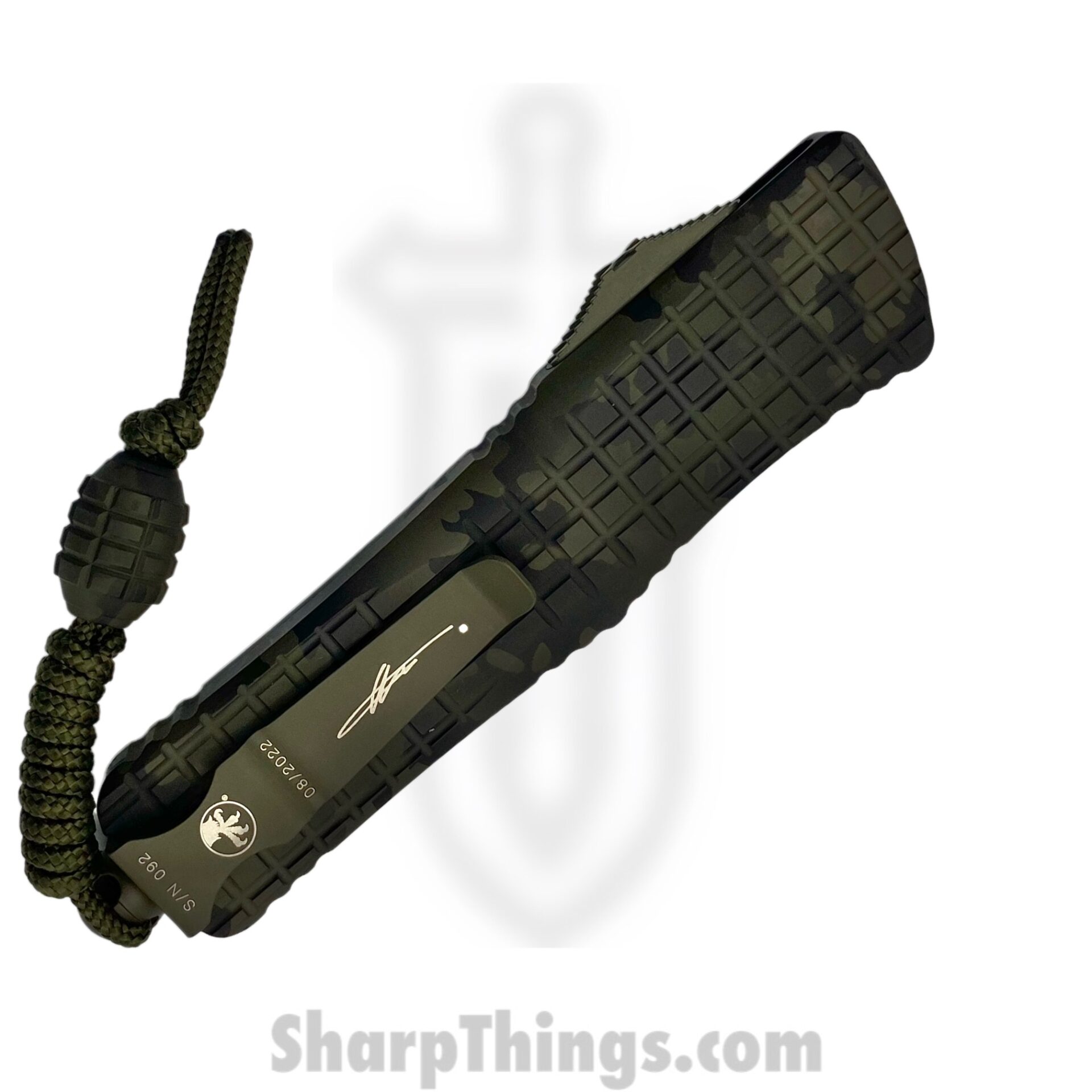 Microtech - 142-3FROCS - Combat Troodon - OTF Auto - M390 Coated Dagger - 6061-T6 Aluminum/Frag - OD Green Camo - Image 3