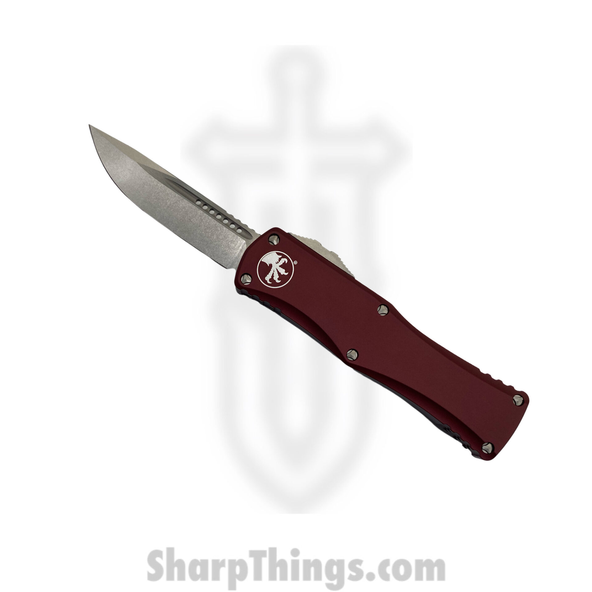 Microtech - 703-10MR - Hera - OTF Auto - Elmax, M390, 204P Stonewash Drop Point - 6061-T6 Aluminum - Merlot