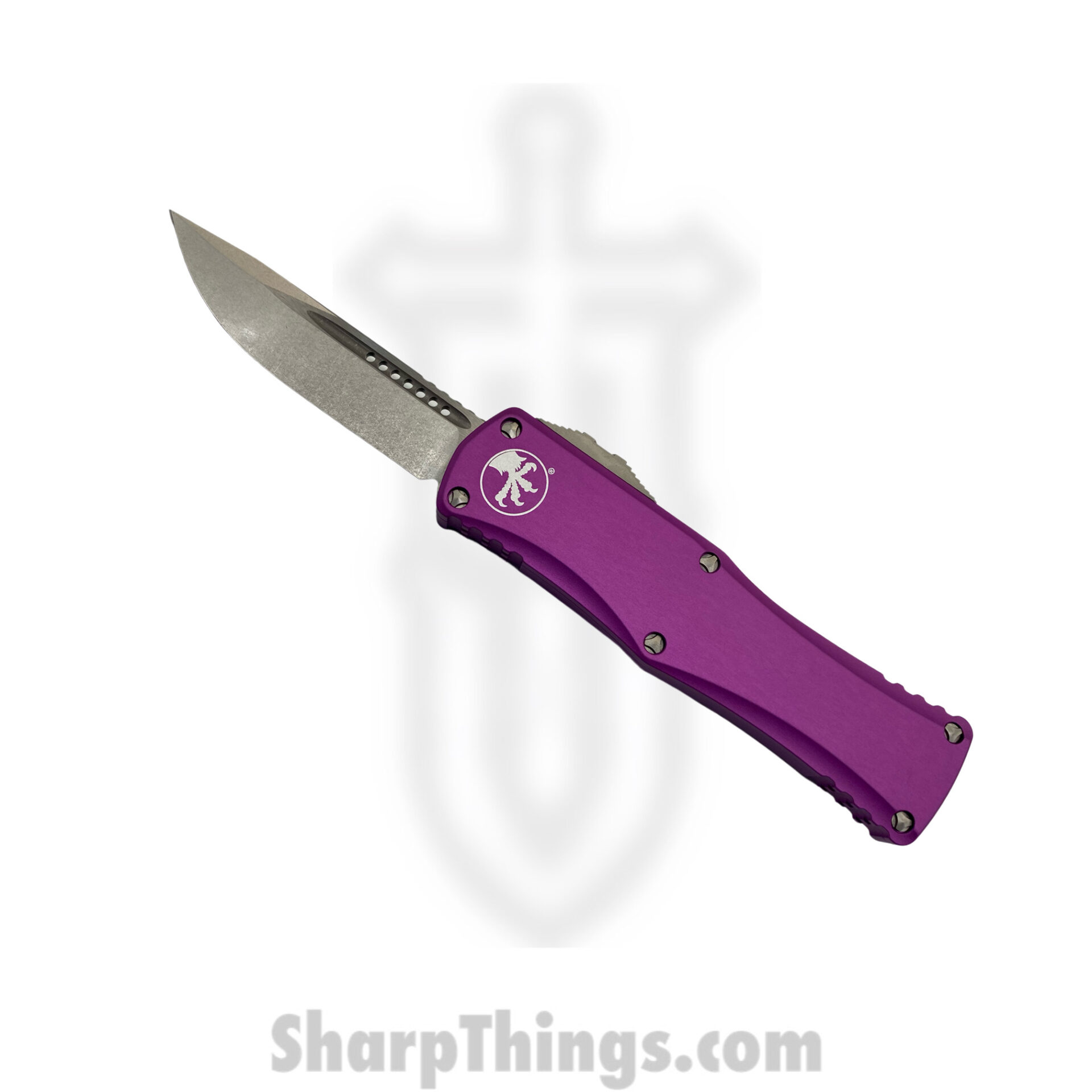 Microtech - 703-10VI - Hera - OTF Auto - Elmax, M390, 204P Stonewash Drop Point - 6061-T6 Aluminum - Violet