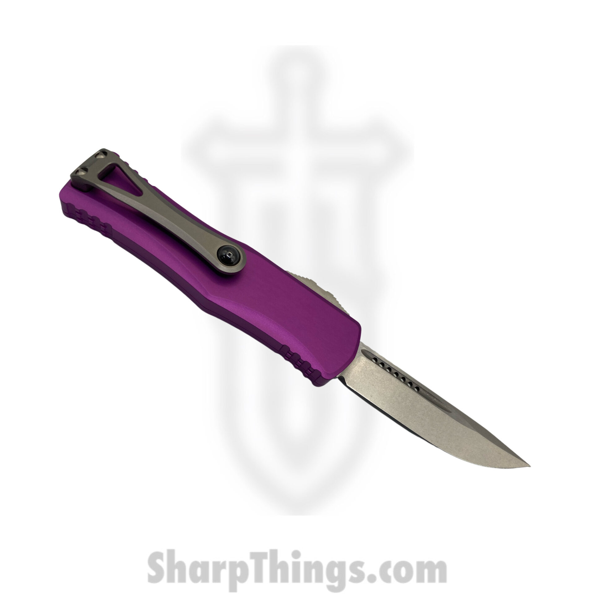 Microtech - 703-10VI - Hera - OTF Auto - Elmax, M390, 204P Stonewash Drop Point - 6061-T6 Aluminum - Violet - Image 3
