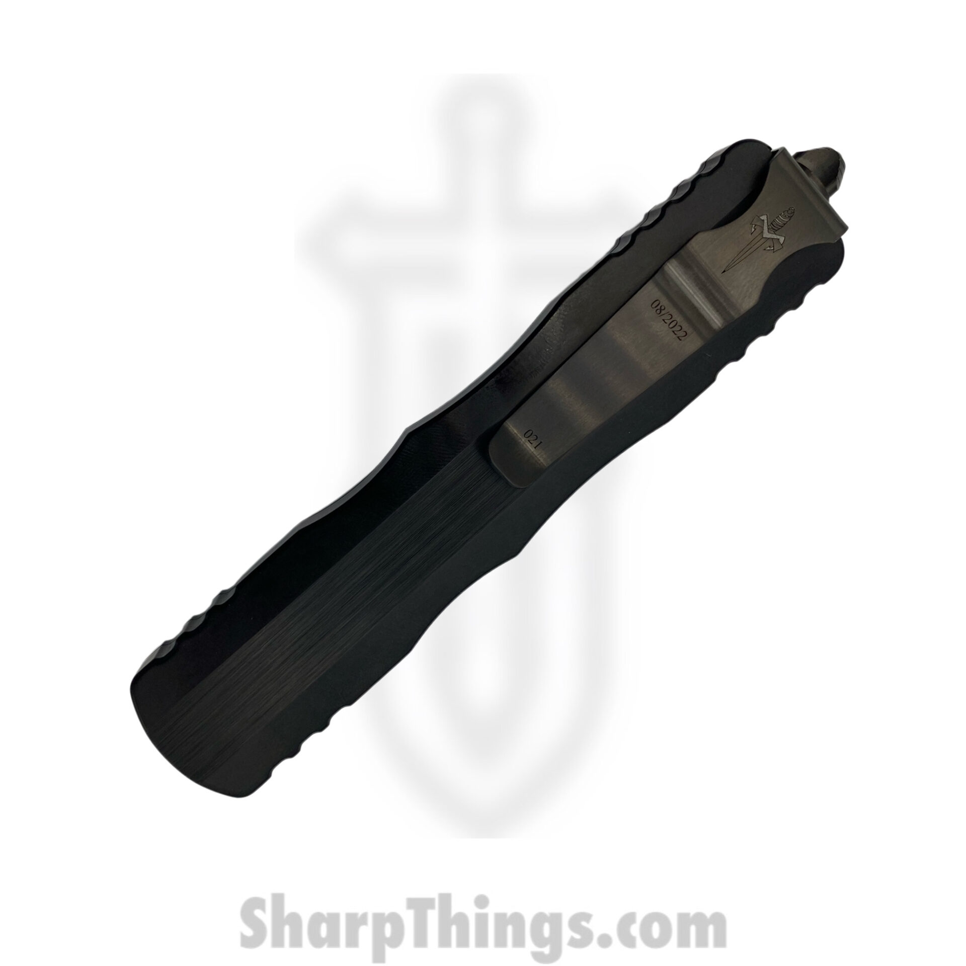 Microtech - 509-MCK - Marfione Custom Dirac Delta - DLC Diamondwash Double Edge - Hefted Black - DLC Ringed HW - Image 3