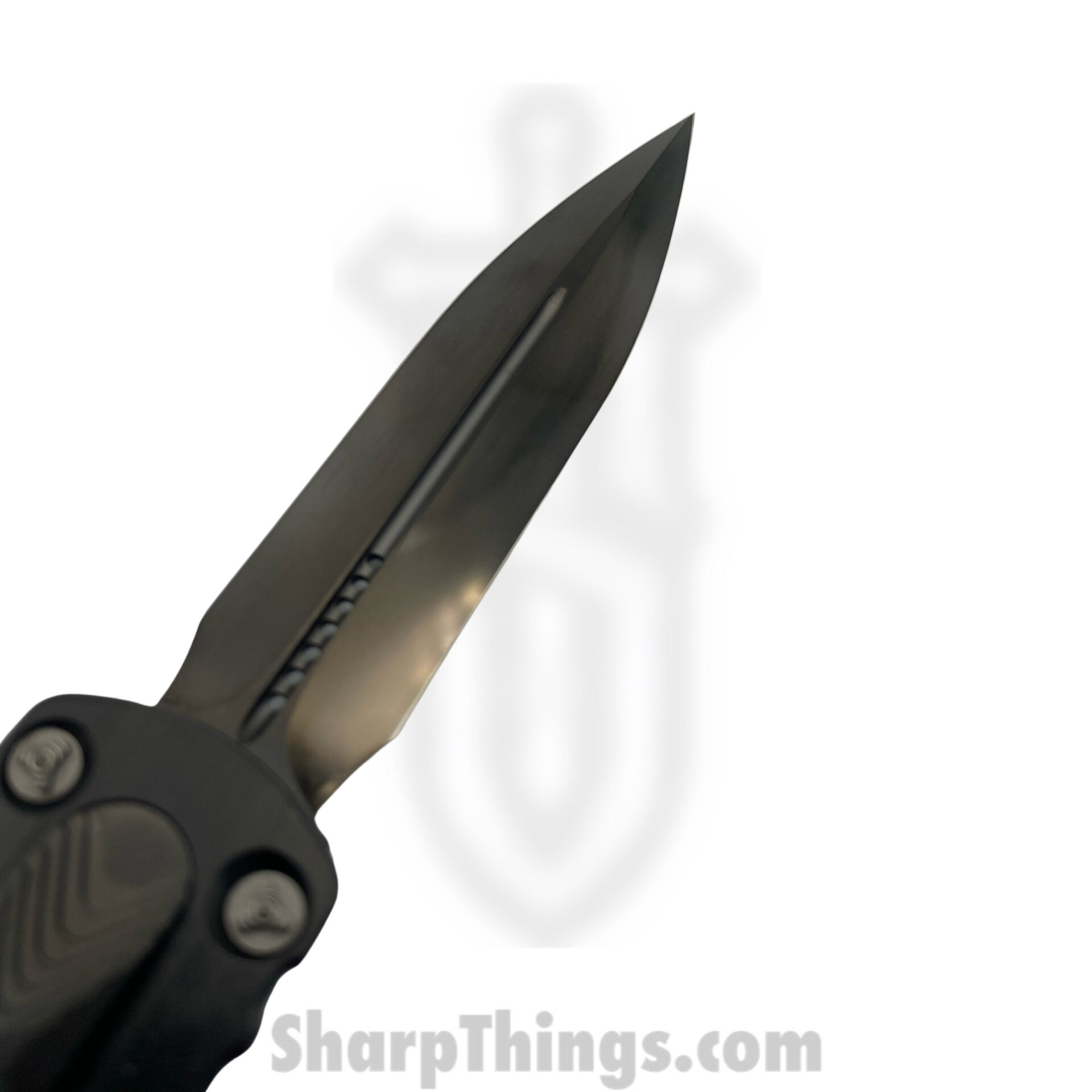 Microtech - 509-MCK - Marfione Custom Dirac Delta - DLC Diamondwash Double Edge - Hefted Black - DLC Ringed HW - Image 5