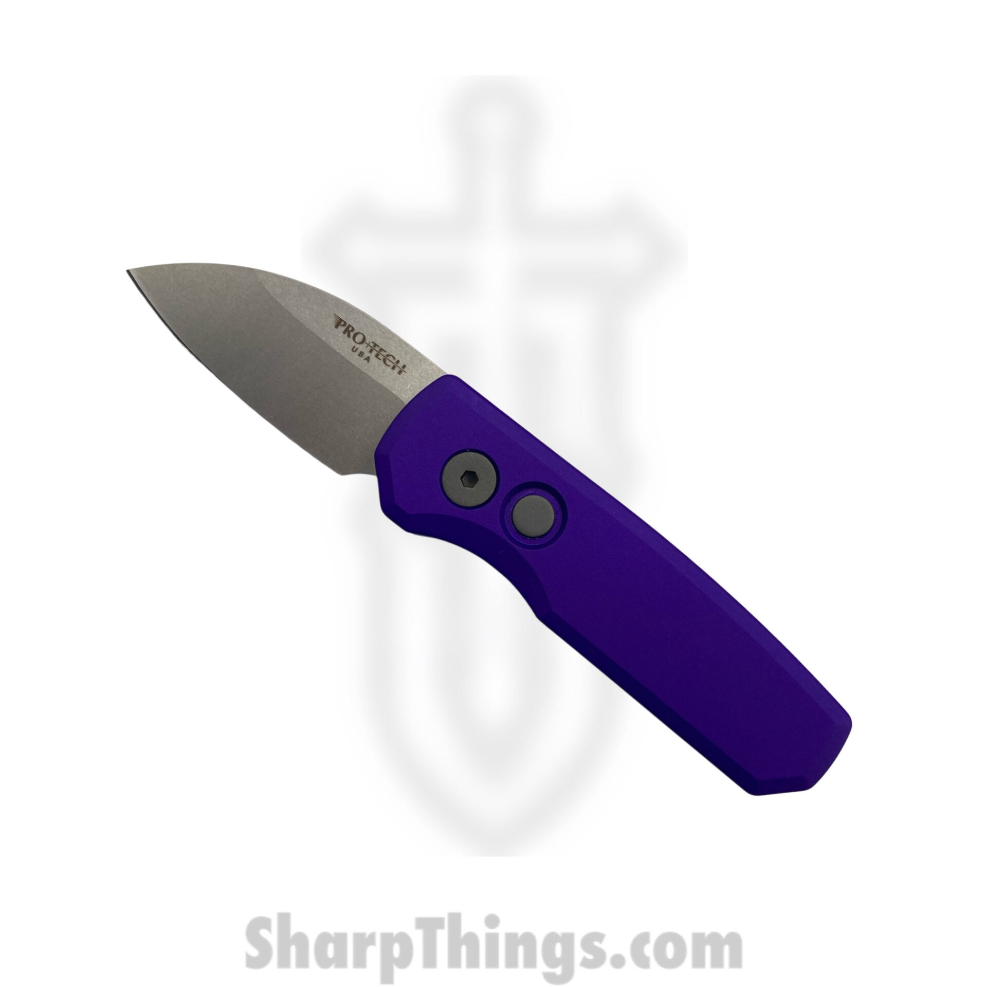 ProTech - R5301-Purple - Runt 5 - Automatic Knife - Magnacut Stonewash Wharncliffe - Aluminum - Purple