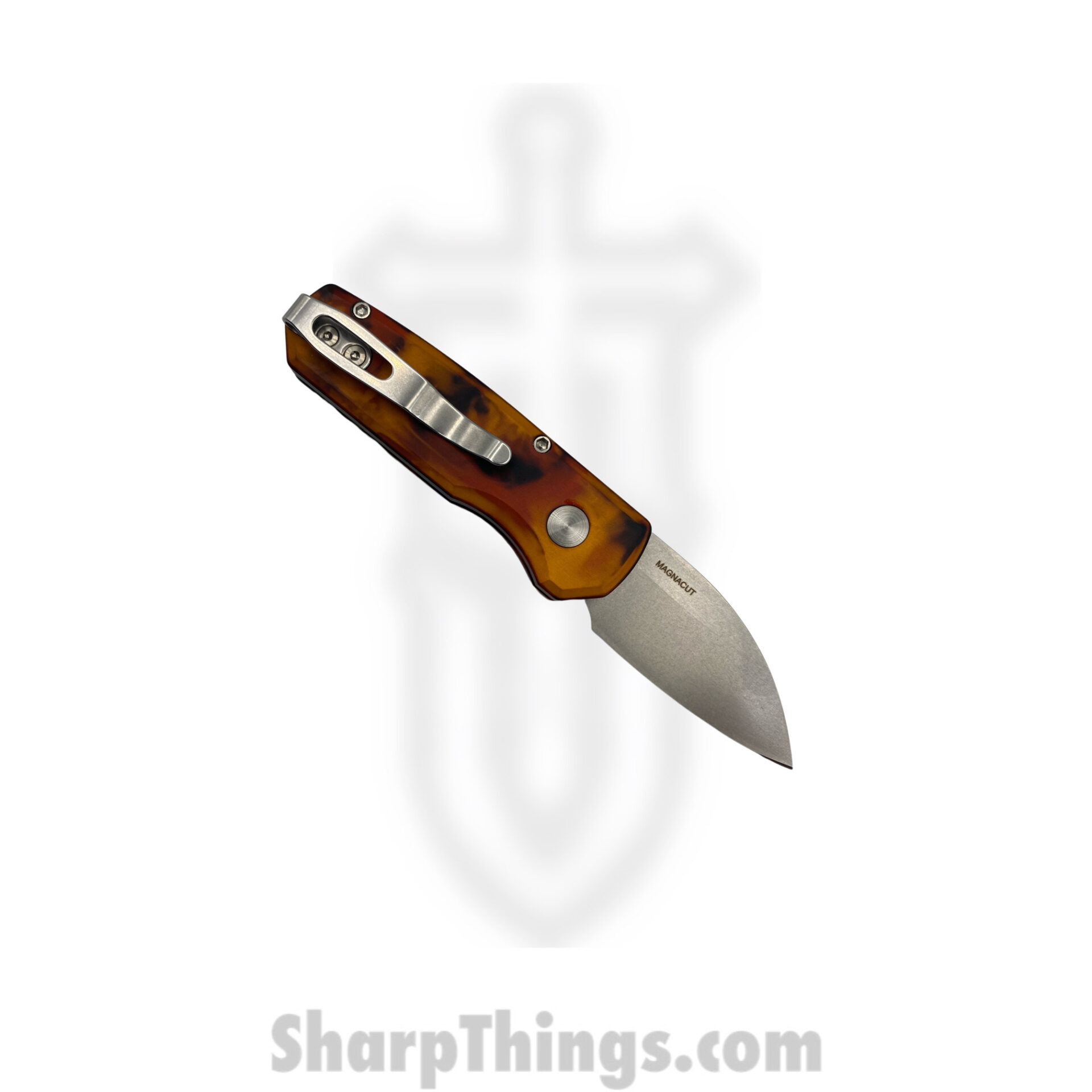 ProTech - R5301-DF - Runt 5 "Del Fuego" - Automatic Knife - Magnacut Stonewash Wharncliffe - Aluminum - Orange/Red/Yellow - Image 3