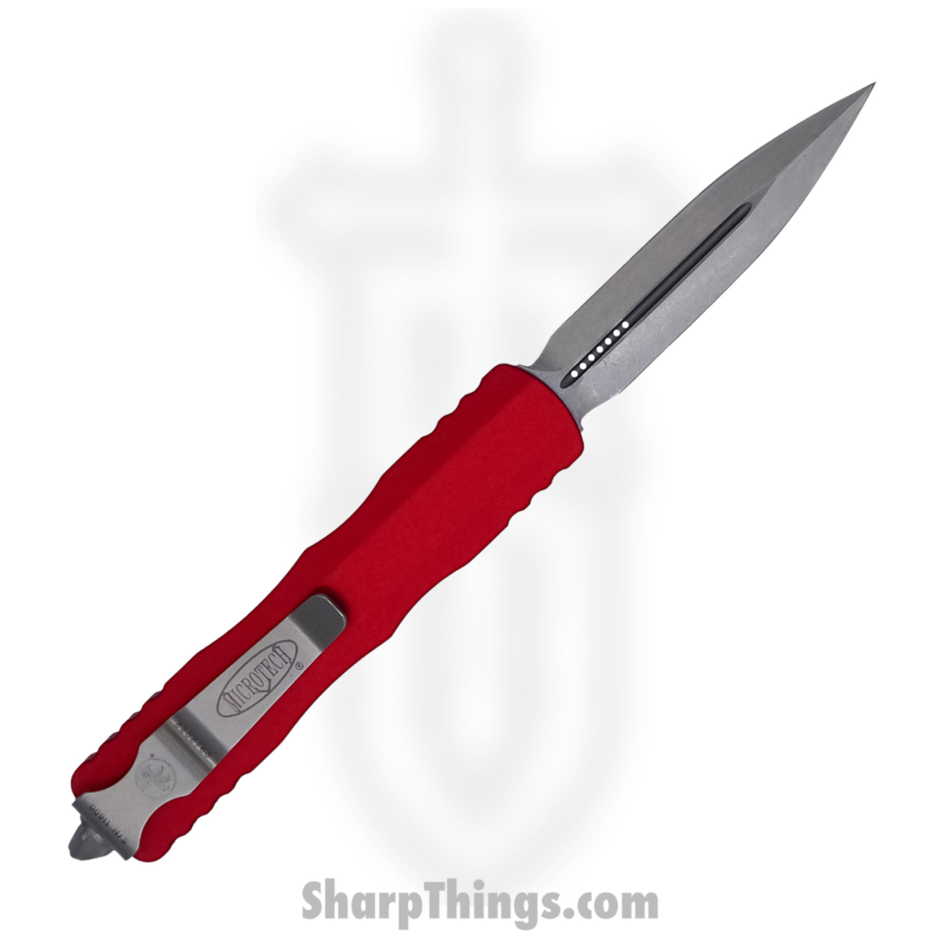 Microtech - 225-10RD - Dirac - OTF Auto - Elmax, M390, 204P Stonewash Dagger - 6061-T6 Aluminum - Red - Image 2
