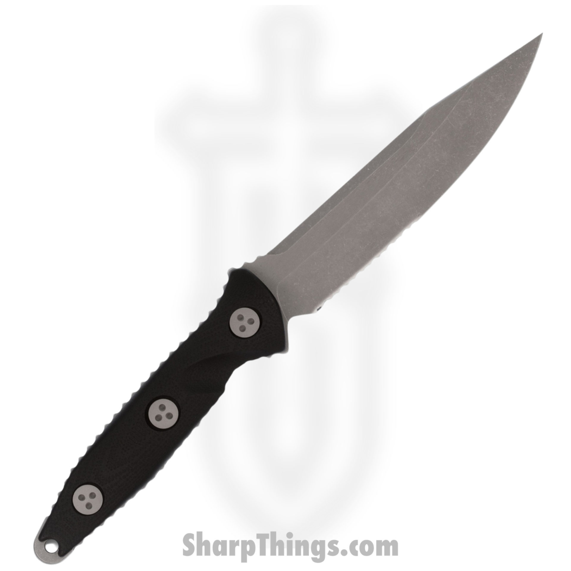 Microtech - 113M-11AP - Socom Alpha Mini - Fixed Blade Knife - M390 Stonewash Clip Point - G10 - Black - Image 3