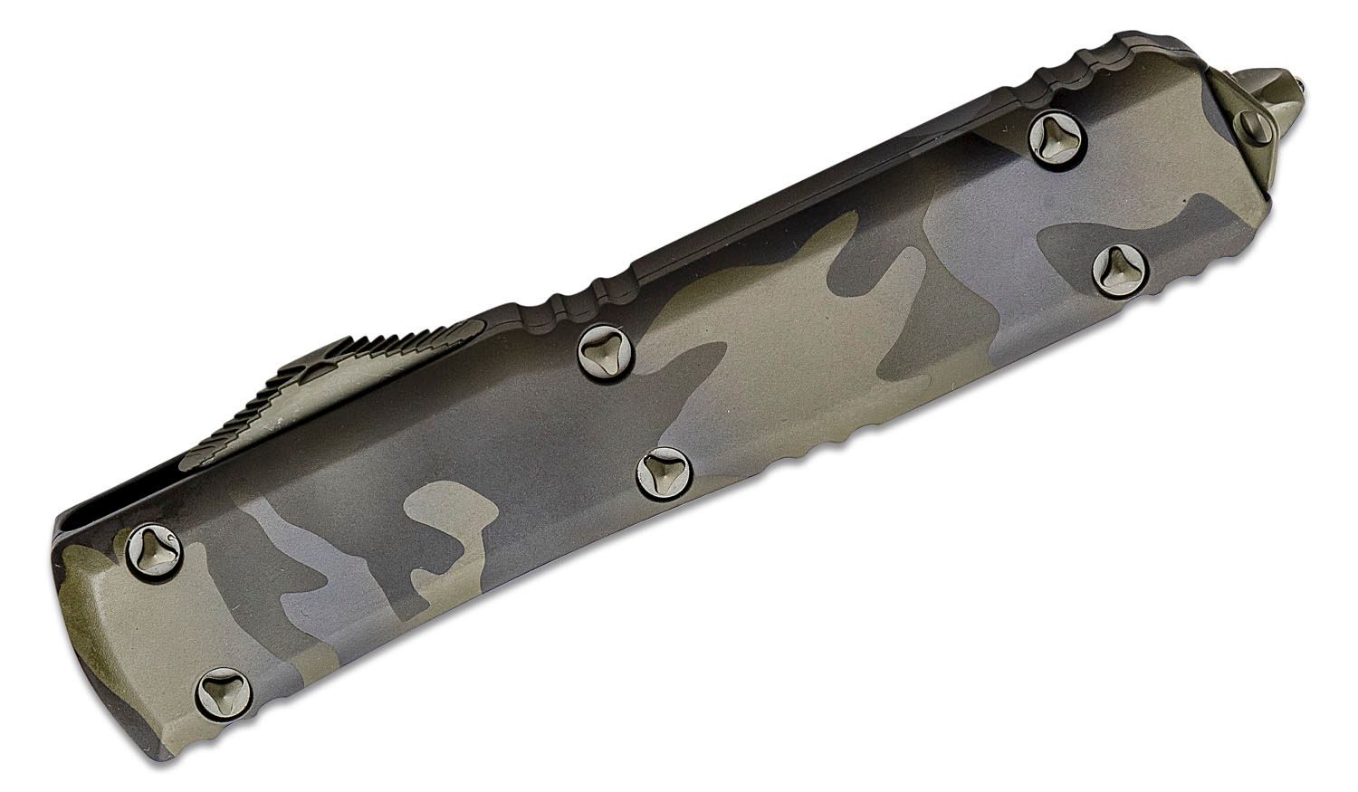 Microtech - 120-2OCS - Ultratech - OTF Auto - Elmax, M390, 204P Coated Bayonet - 6061-T6 Aluminum - Olive Camo - Image 7