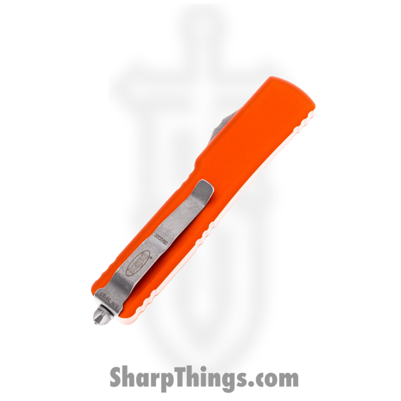 Microtech - 147-10APOR - UTX-70 - OTF Auto - Elmax, M390, 204P Apocalyptic Dagger - 6061-T6 Aluminum - Orange - Image 4