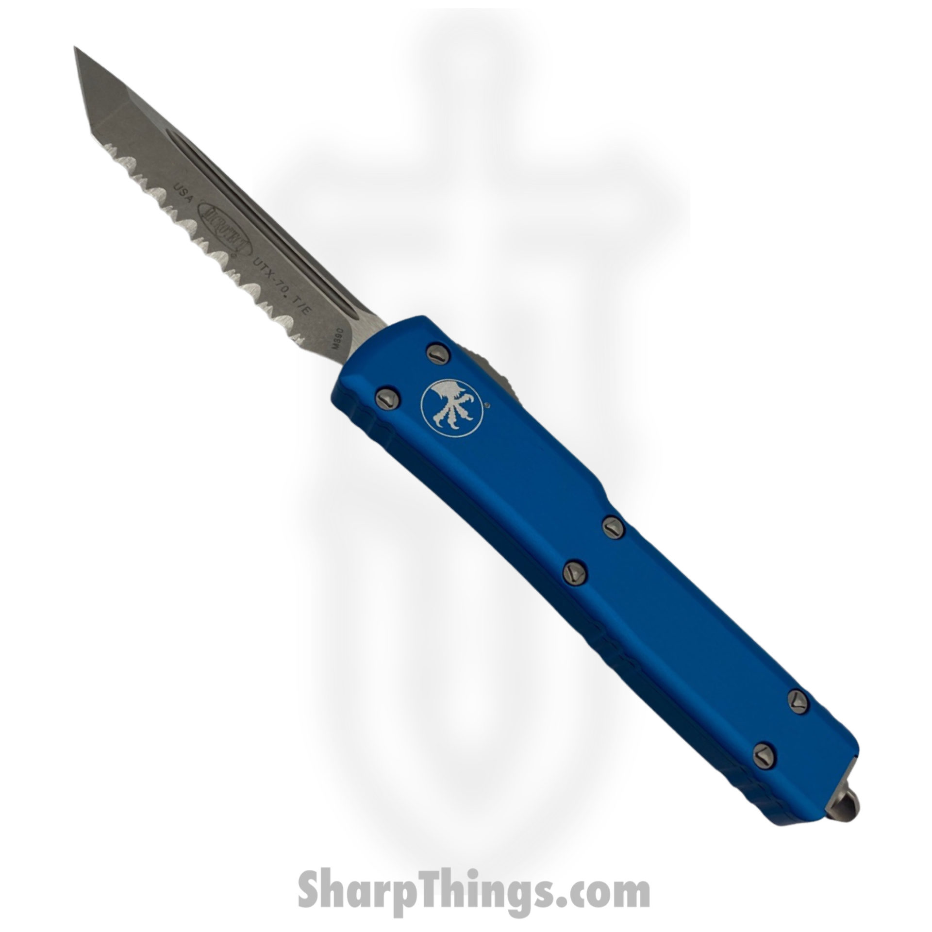 Microtech - 149-12BL - UTX-70 - OTF Auto - Elmax, M390, 204P Stonewash Tanto - 6061-T6 Aluminum - Black