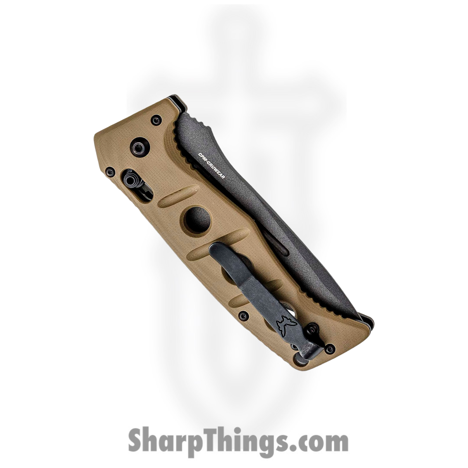 Benchmade - 2750GY-3 - Adamas - Automatic Knife - CPM CruWear Coated Drop Point - G10 - Tan - Image 3