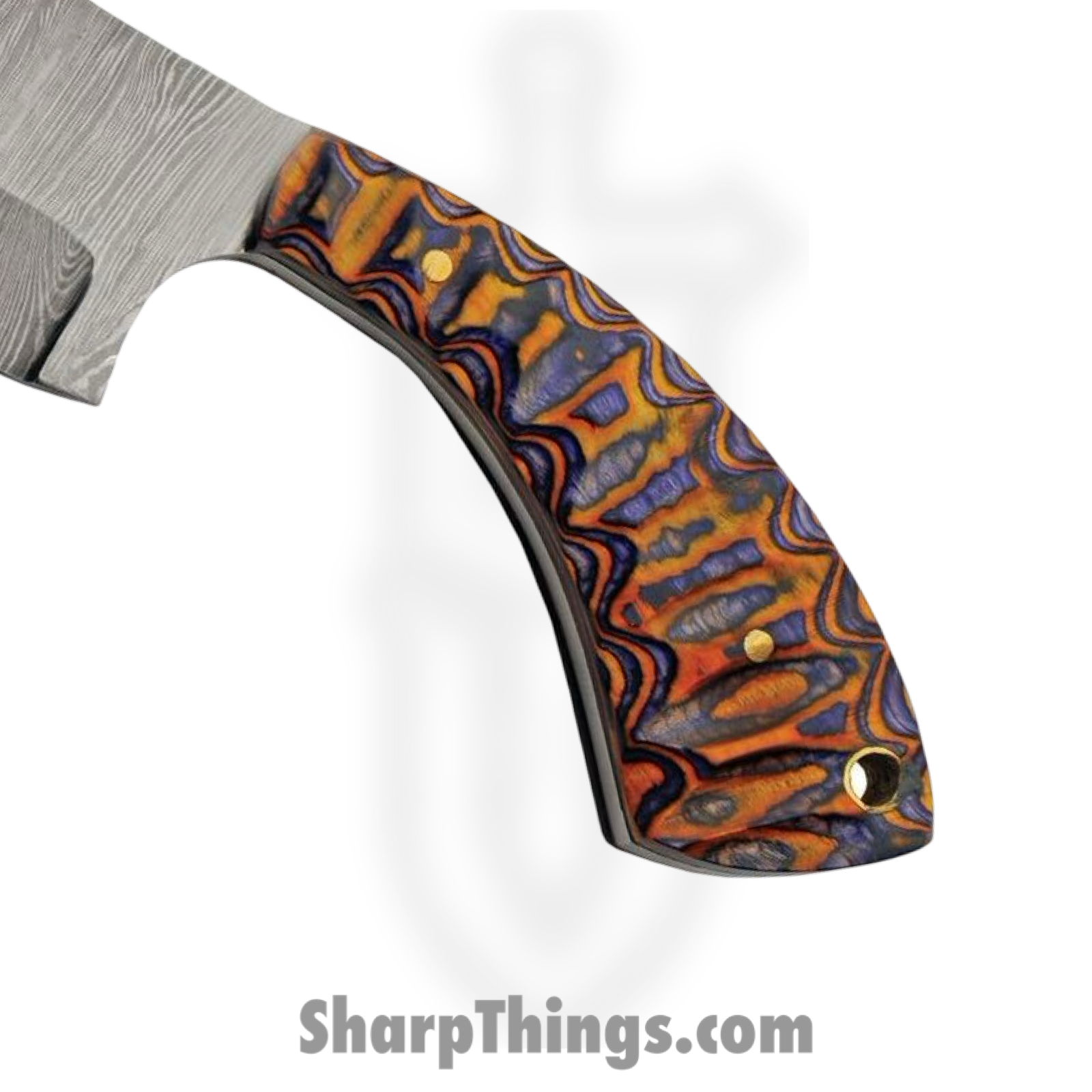 Damascus - DM1341 - Small Cleaver - Fixed Blade Knife - Damascus - Colorwood - Brown Purple - Image 2