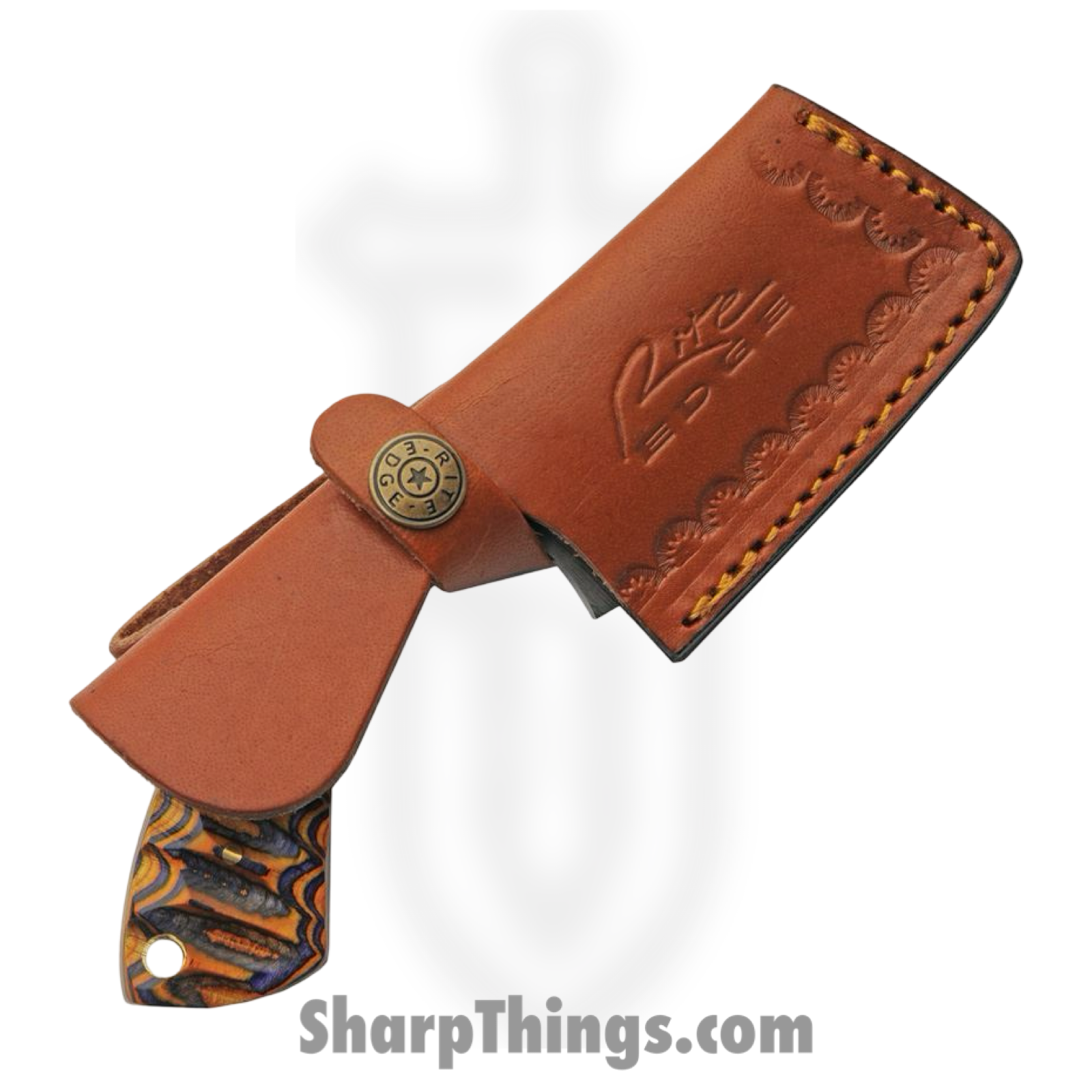 Damascus - DM1341 - Small Cleaver - Fixed Blade Knife - Damascus - Colorwood - Brown Purple - Image 4