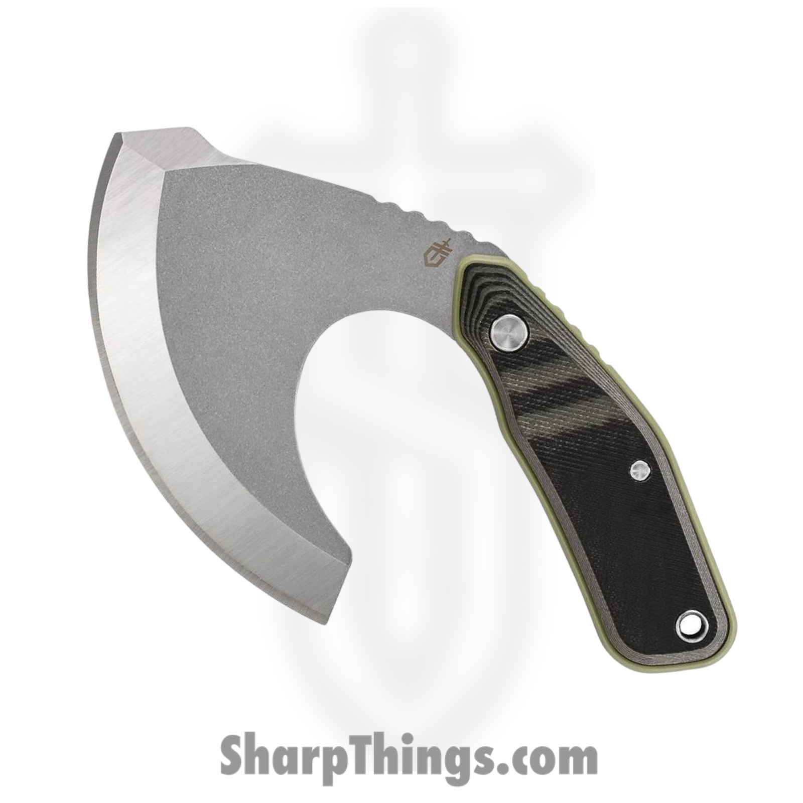 Gerber - G3937 - Downwind Ulu - Fixed Blade Knife - 7Cr17MoV Stonewash Ulu - G10 - Black/Green