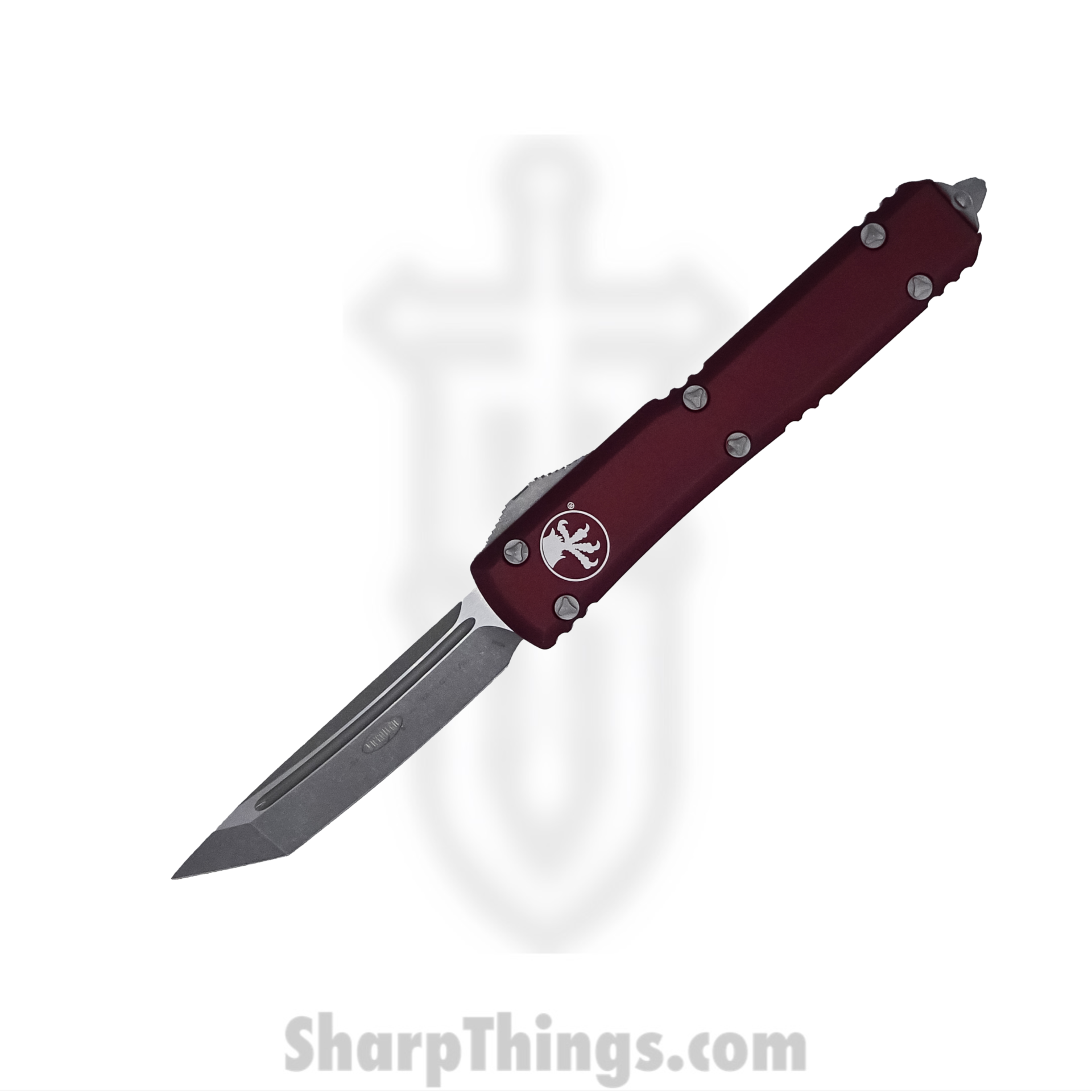Microtech - 123-10APMR - Ultratech - OTF Auto - Elmax, M390, 204P Apocalyptic Tanto - 6061-T6 Aluminum - Merlot