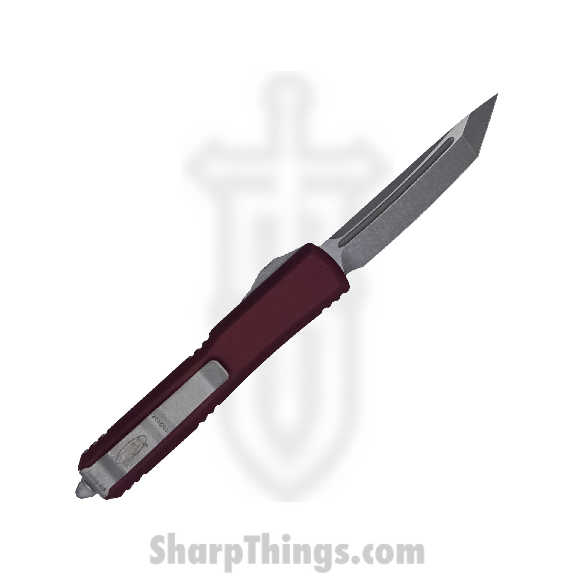Microtech - 123-10APMR - Ultratech - OTF Auto - Elmax, M390, 204P Apocalyptic Tanto - 6061-T6 Aluminum - Merlot - Image 4