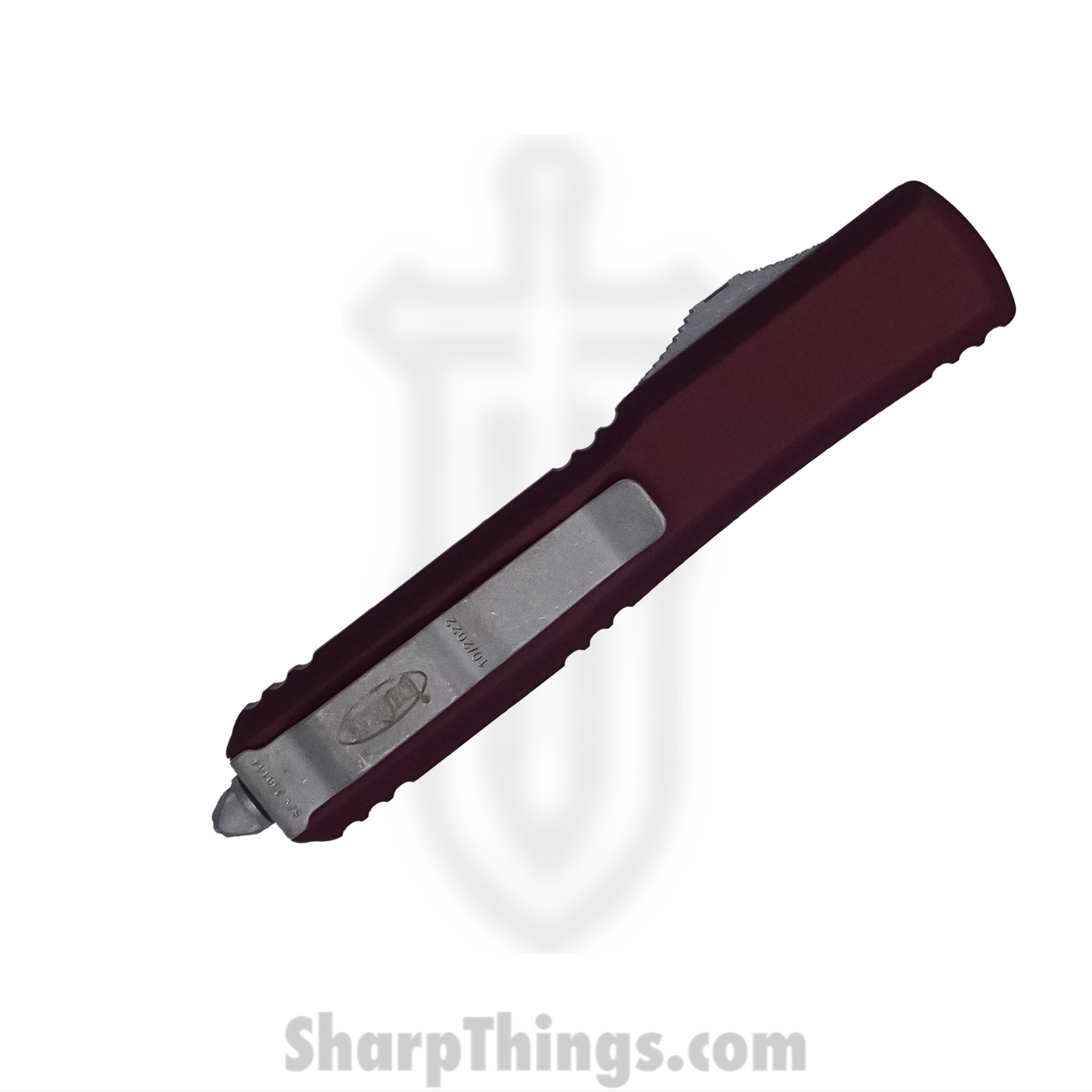 Microtech - 123-10APMR - Ultratech - OTF Auto - Elmax, M390, 204P Apocalyptic Tanto - 6061-T6 Aluminum - Merlot - Image 2
