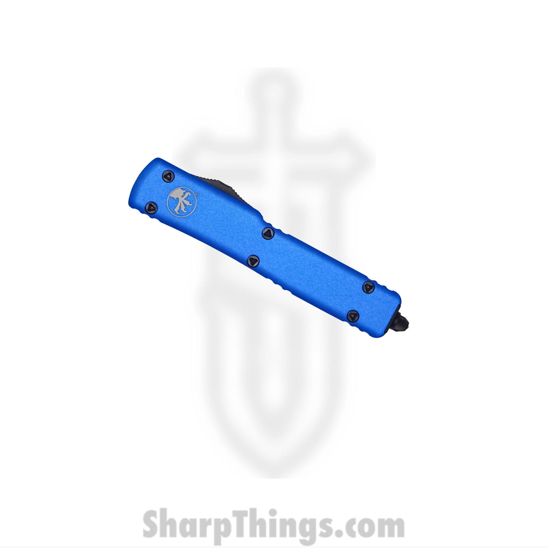 Microtech - 147-1BL - UTX-70 - OTF Auto - Elmax, M390, 204P Coated Dagger - 6061-T6 Aluminum - Blue - Image 2