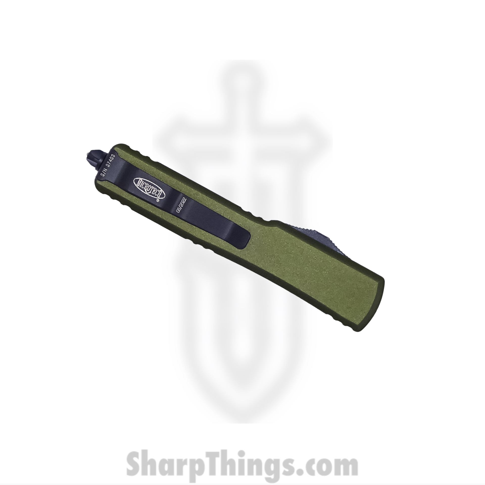 Microtech - 147-2OD - UTX-70 - OTF Auto - Elmax, M390, 204P Coated Dagger - 6061-T6 Aluminum - Black - Image 3