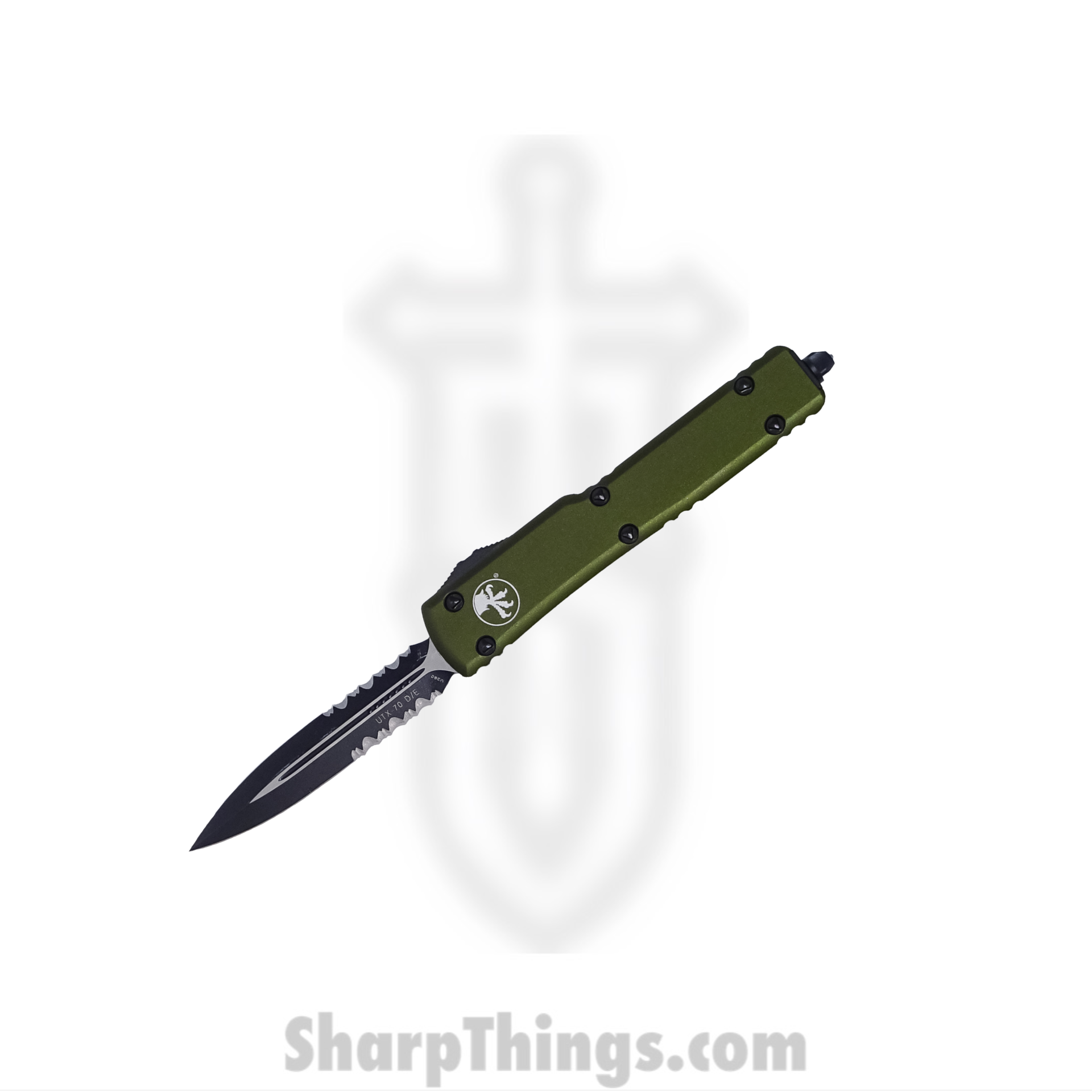 Microtech - 147-2OD - UTX-70 - OTF Auto - Elmax, M390, 204P Coated Dagger - 6061-T6 Aluminum - Black