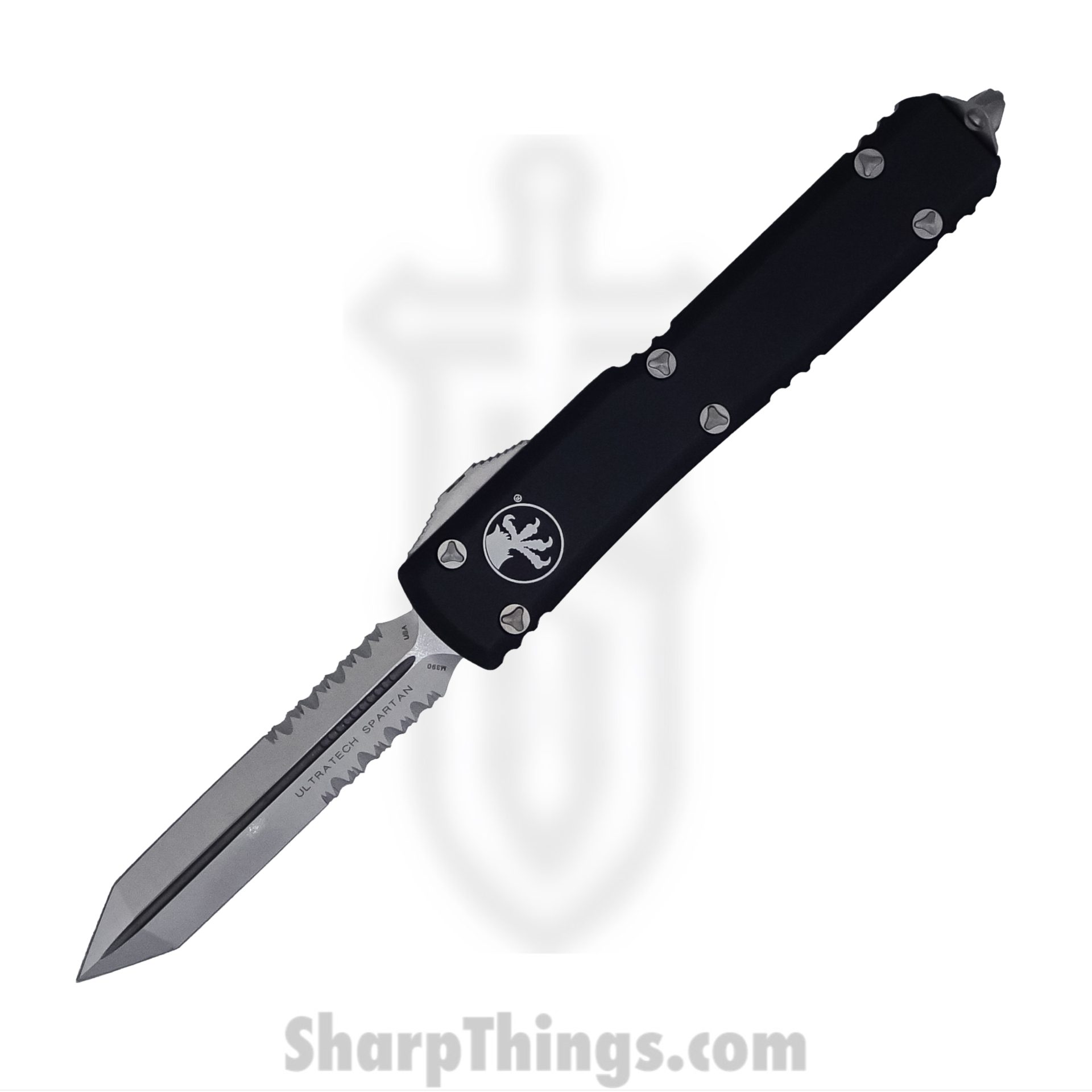 Microtech - 223-11 - Ultratech - OTF Auto - Elmax, M390, 204P Stonewash Spartan - 6061-T6 Aluminum - Black
