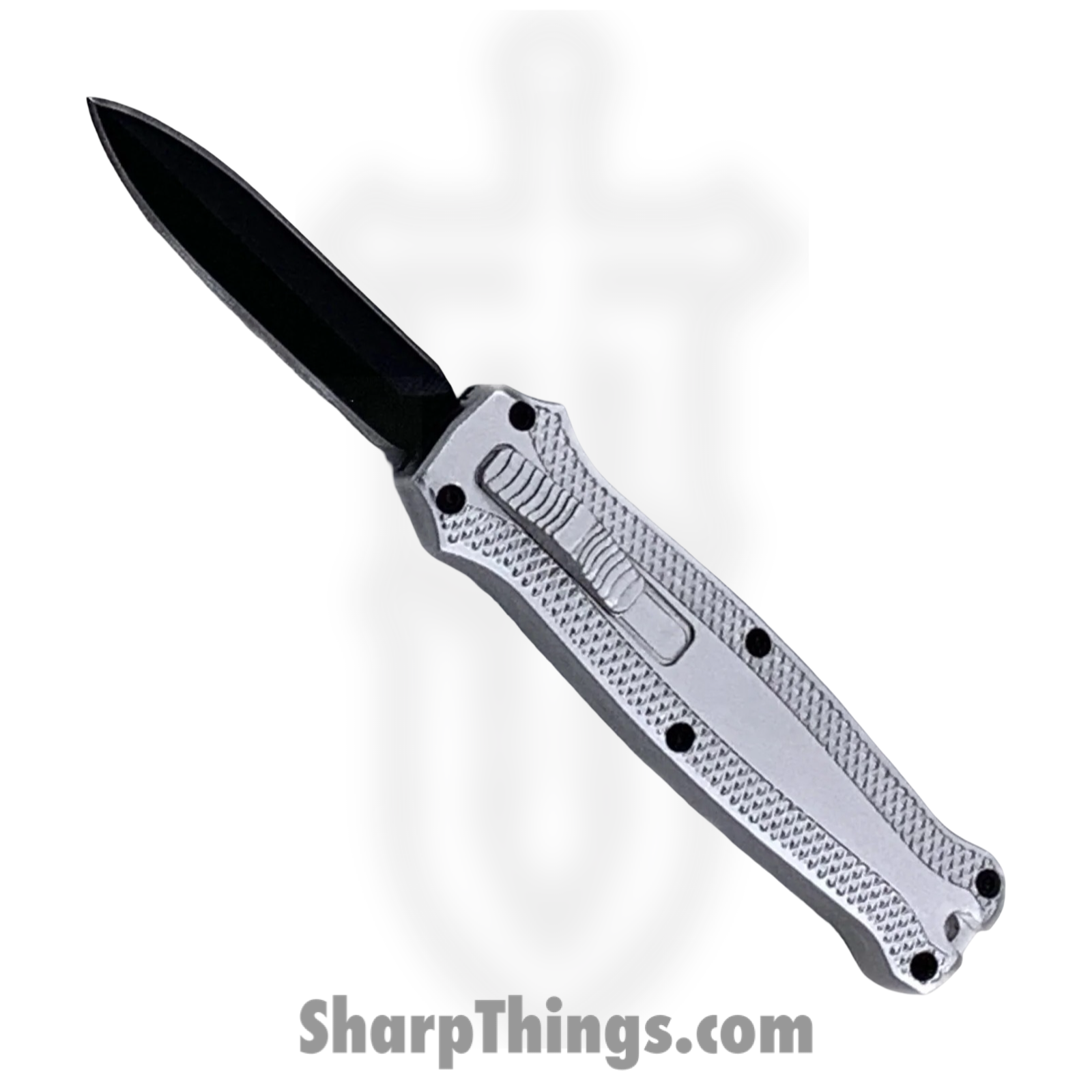 VOC - M-6-SR - Might Mini - OTF Auto - Stainless Coated Dagger - Aluminum - Gray