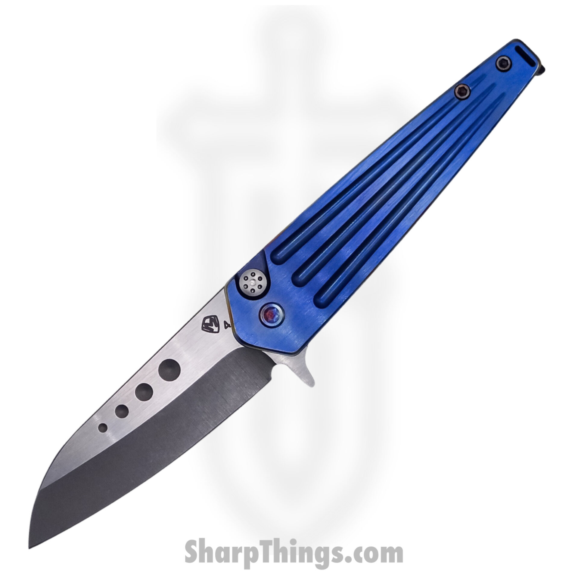 Medford Knife - MK2104TQ-37A2-TFCF-BN - Nosferatu Flipper Knife - S45VN Tumbled Blade - Blue