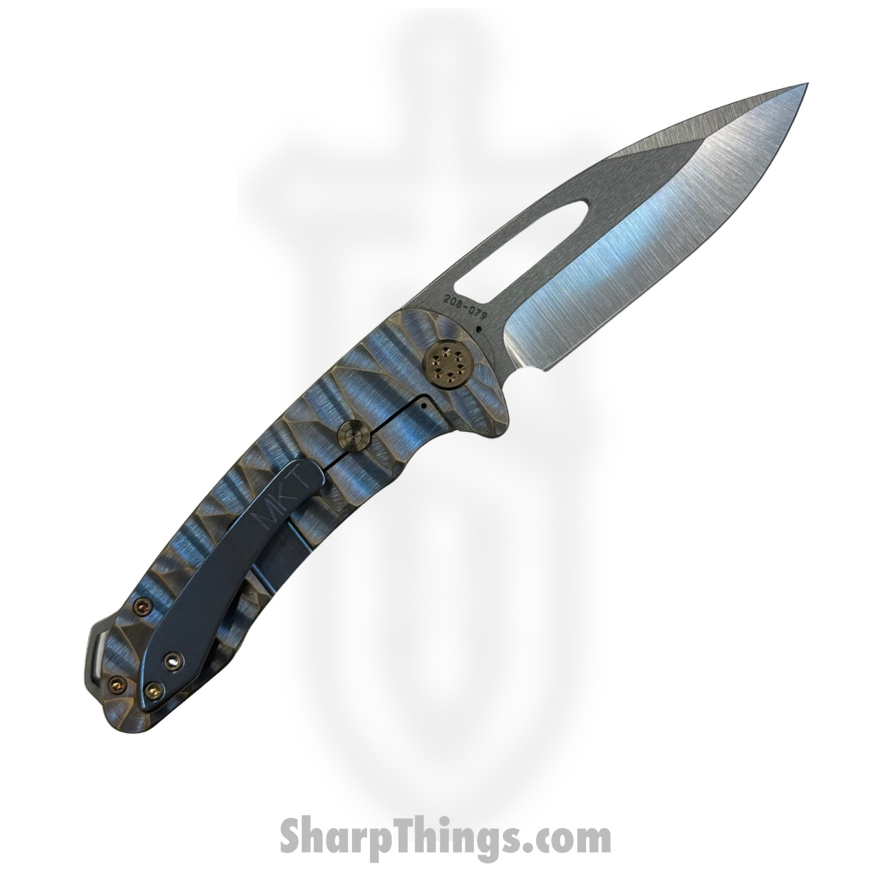 Medford Knife - MK0384TQ-37A2-T1C1-BN - On Belay Folder - S45VN Tumbled - Blue w Bronze "Twist Predator" - Image 5
