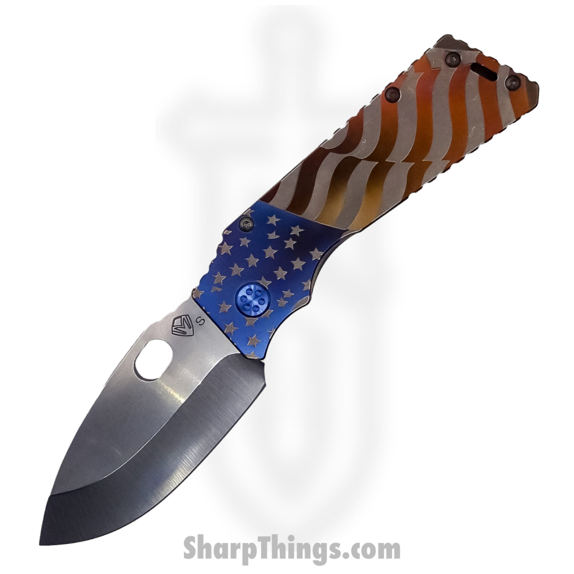 Medford Knife - MK014STQ-36A1-T2C2-Q4 - TFF-1 Tactical Fighting Folder Knife - S35VN Tumbled - Bronze "Full-Color American Flag"