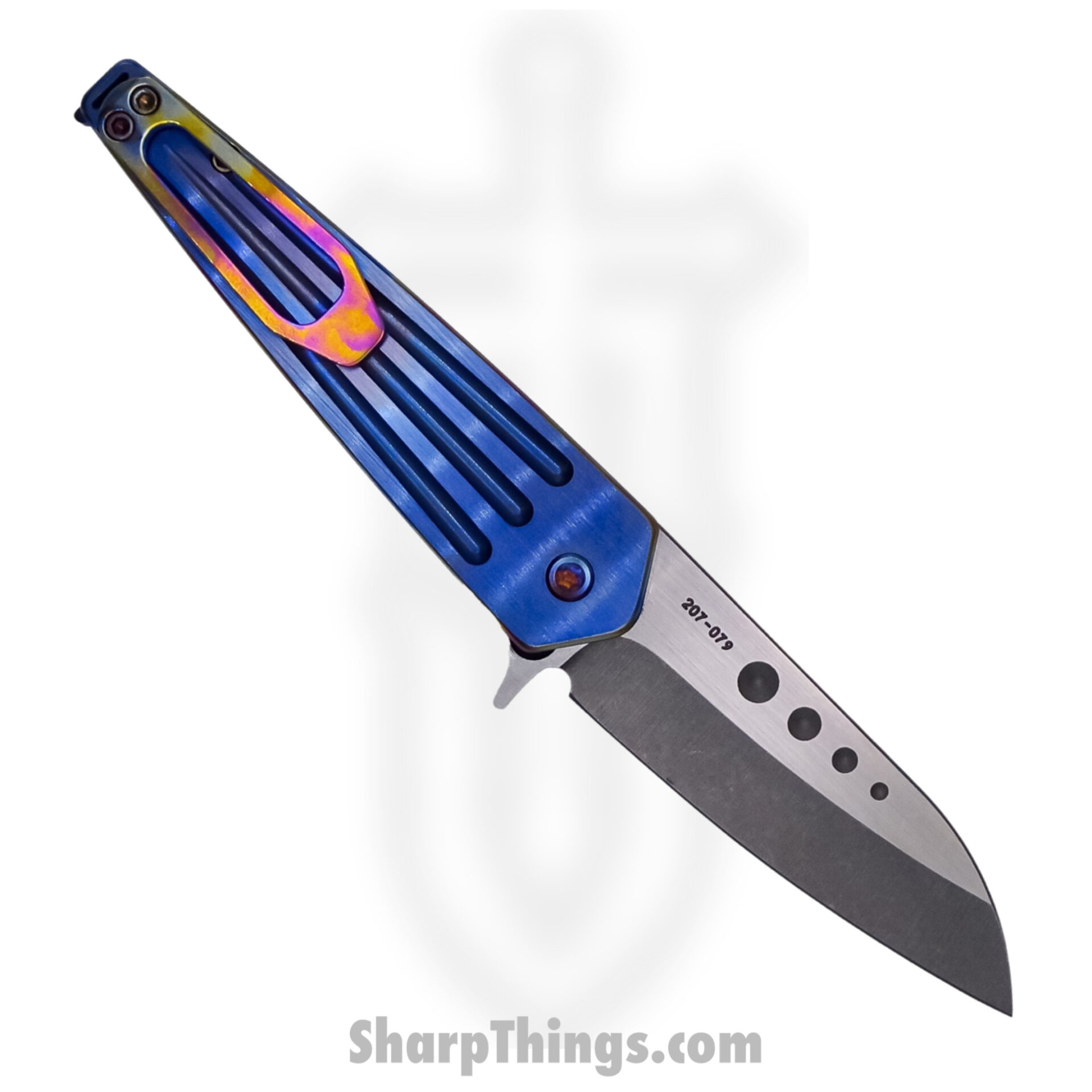 Medford Knife - MK2104TQ-37A2-TFCF-BN - Nosferatu Flipper Knife - S45VN Tumbled Blade - Blue - Image 2