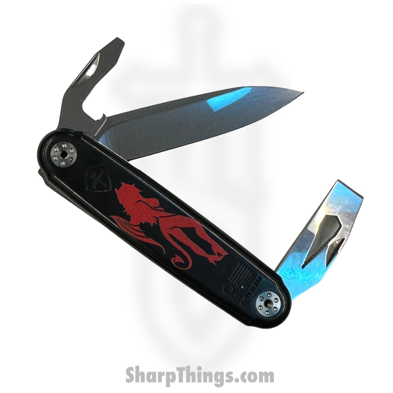 ASK Knives - ASKJEFFSDEV - Jefferson - Folding Knife - Stainless Satin Drop Point - Plastic - Black Red