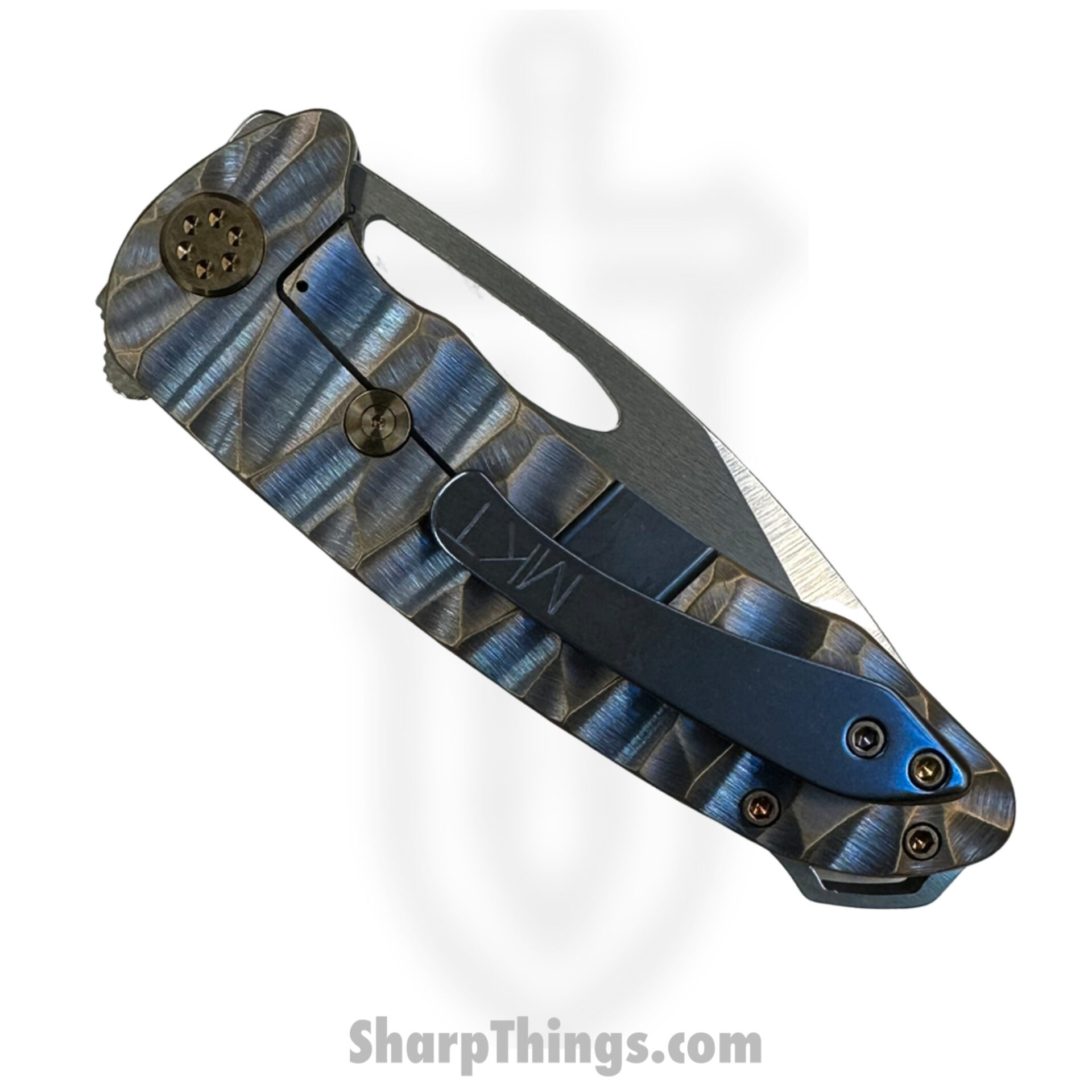 Medford Knife - MK0384TQ-37A2-T1C1-BN - On Belay Folder - S45VN Tumbled - Blue w Bronze "Twist Predator" - Image 3
