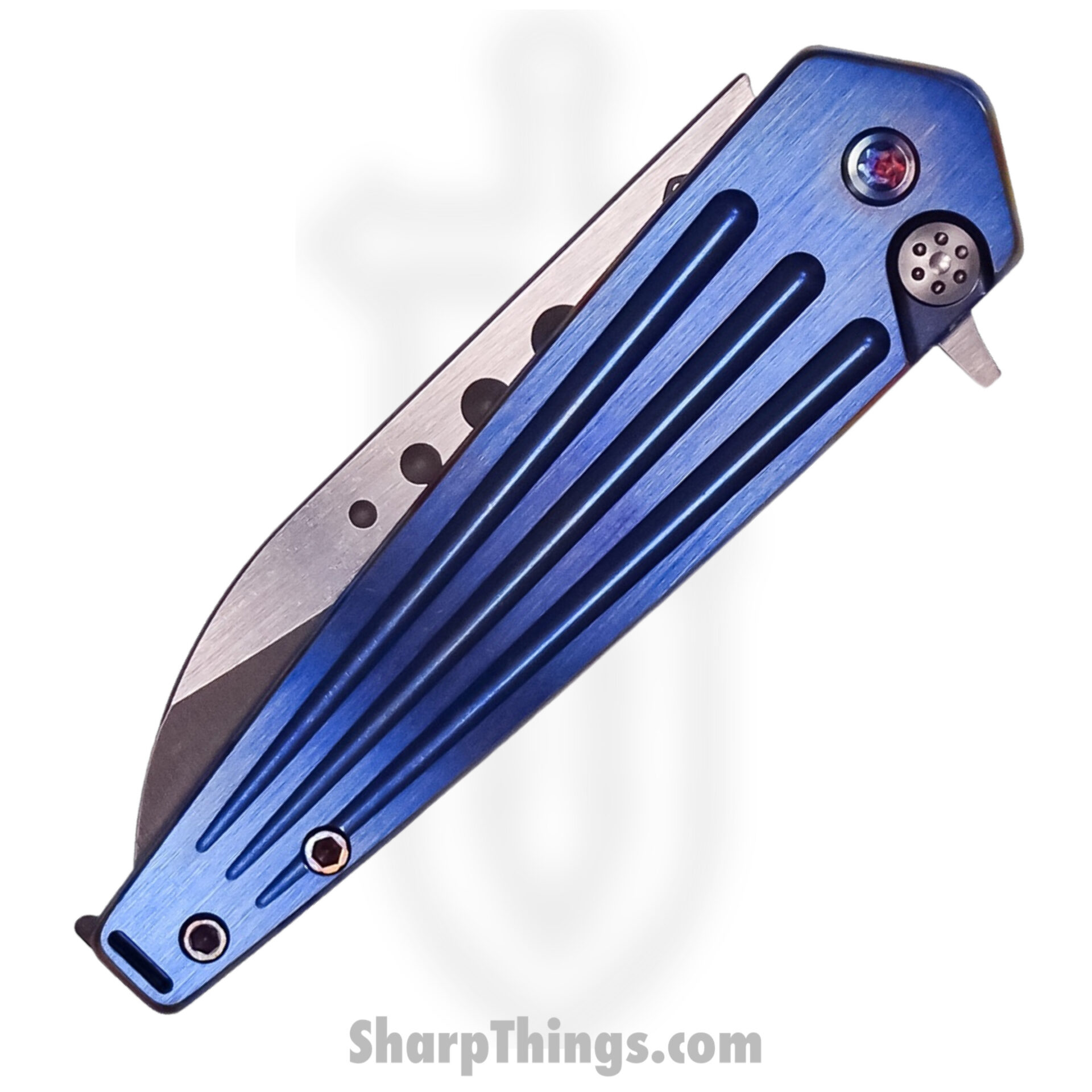 Medford Knife - MK2104TQ-37A2-TFCF-BN - Nosferatu Flipper Knife - S45VN Tumbled Blade - Blue - Image 4