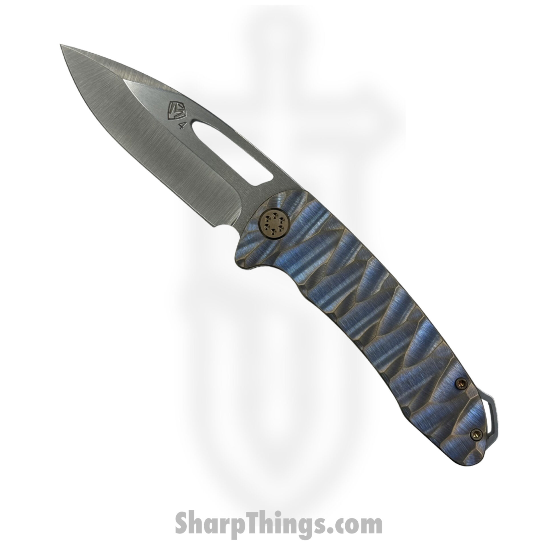 Medford Knife - MK0384TQ-37A2-T1C1-BN - On Belay Folder - S45VN Tumbled - Blue w Bronze "Twist Predator"