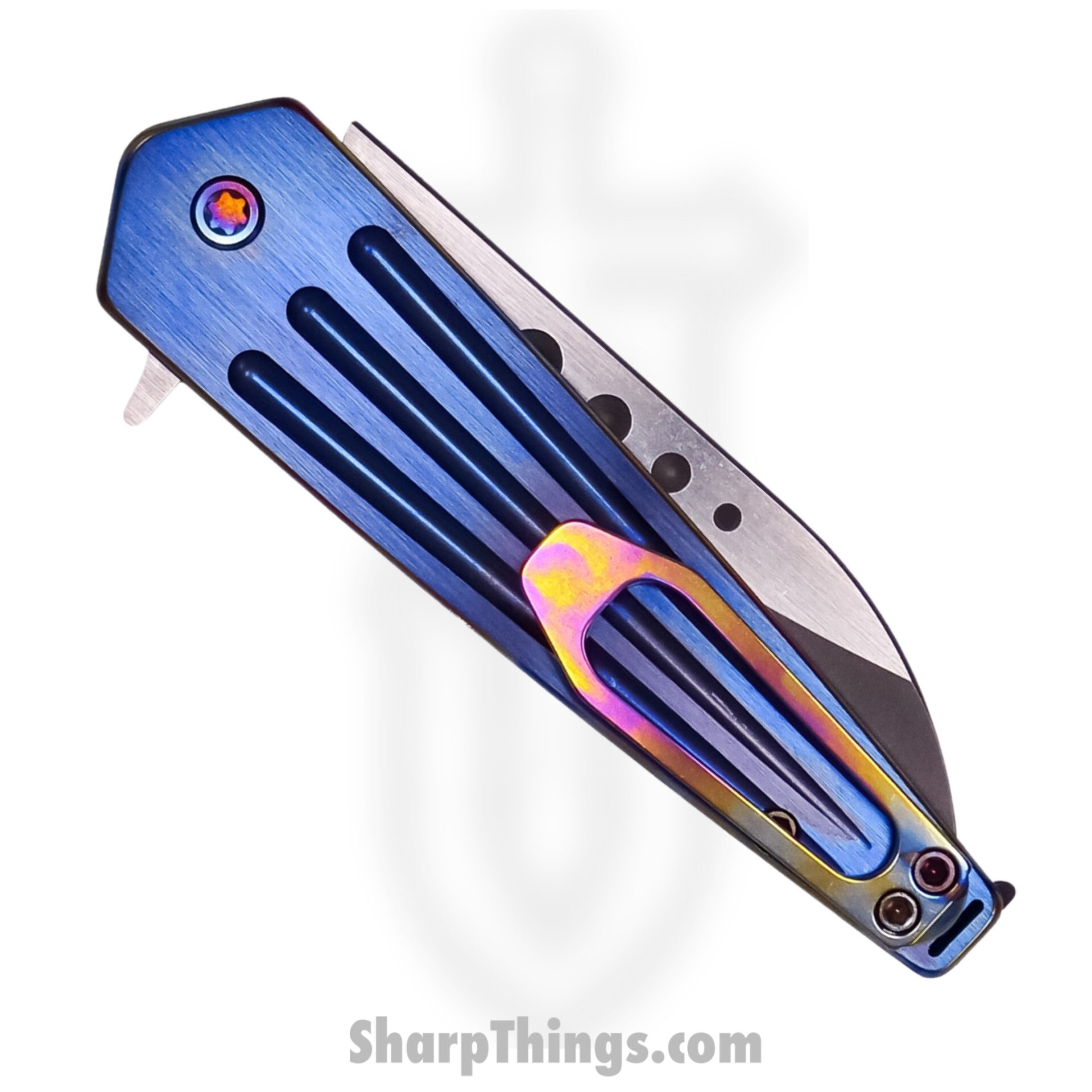 Medford Knife - MK2104TQ-37A2-TFCF-BN - Nosferatu Flipper Knife - S45VN Tumbled Blade - Blue - Image 3