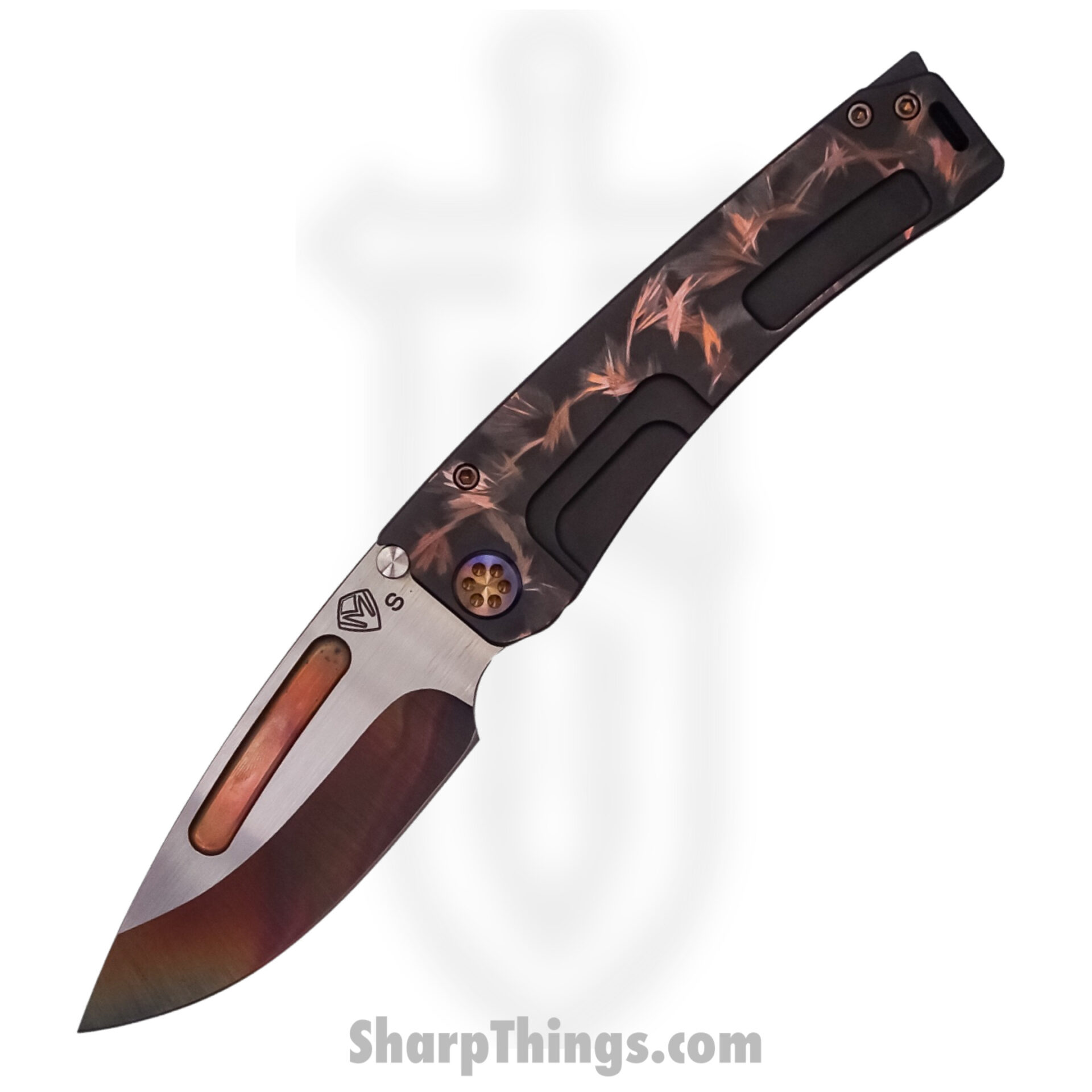 Medford Knife - MK045SSVD-30PV-TFCF-BP - Marauder-H Vulcan/Satin Drop Point - S35VN - PVD - Birds of Paradise
