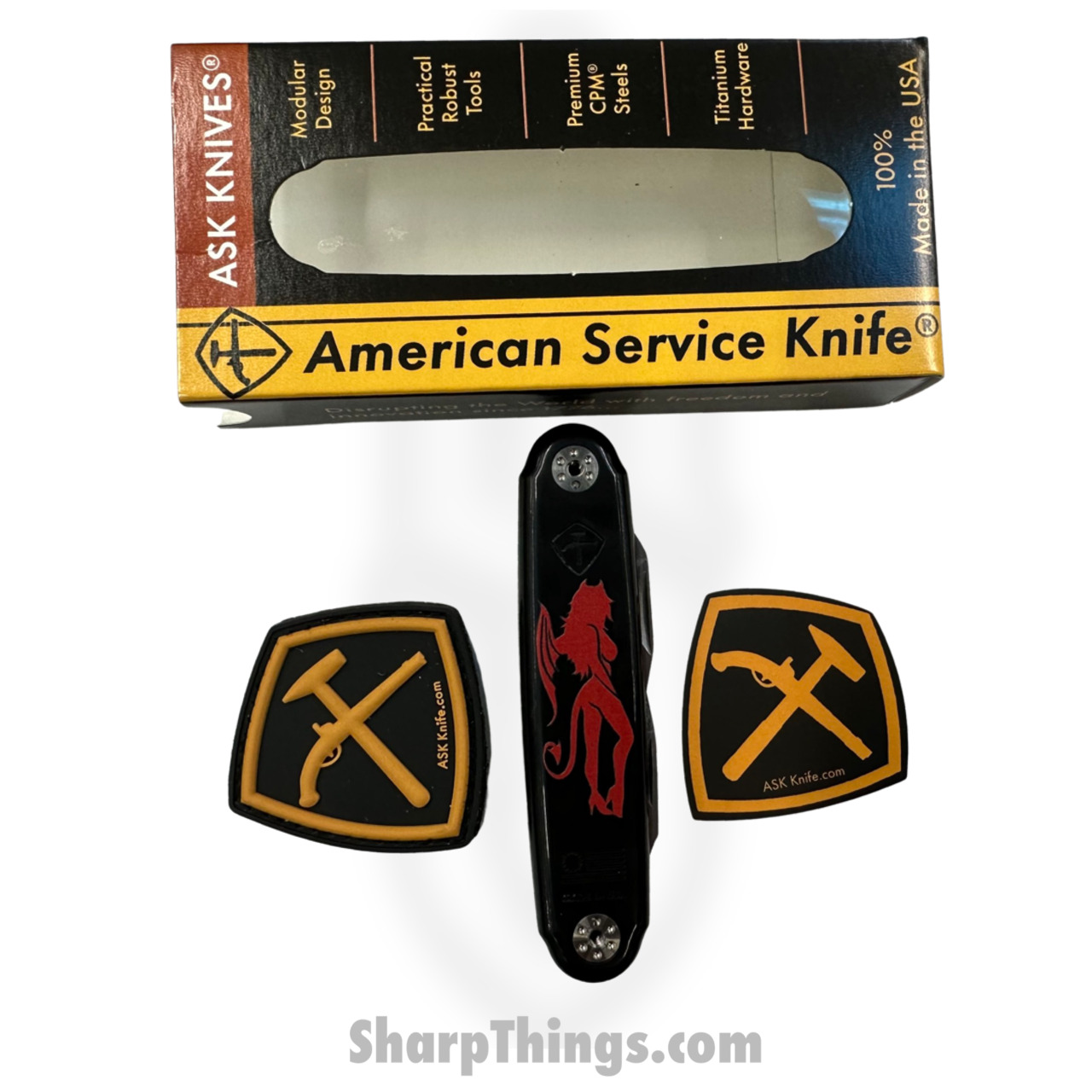 ASK Knives - ASKJEFFSDEV - Jefferson - Folding Knife - Stainless Satin Drop Point - Plastic - Black Red - Image 3