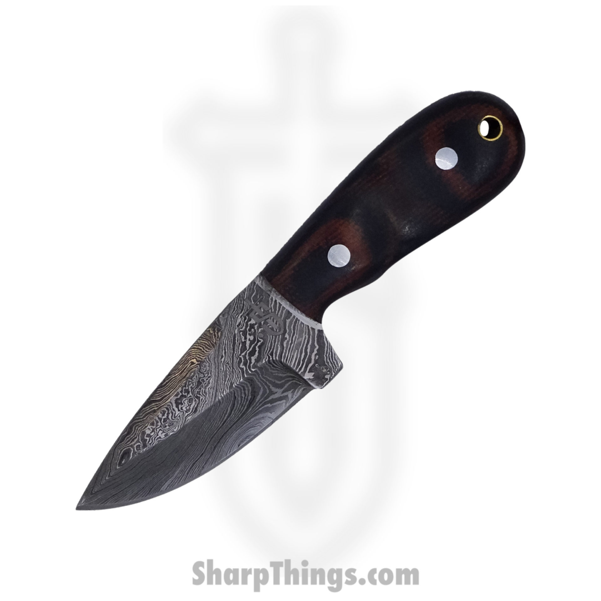 TEB - TEB-0006 - 3" Fixed Blade - Fixed Blade Knife - Damascus - Micarta - Black Green