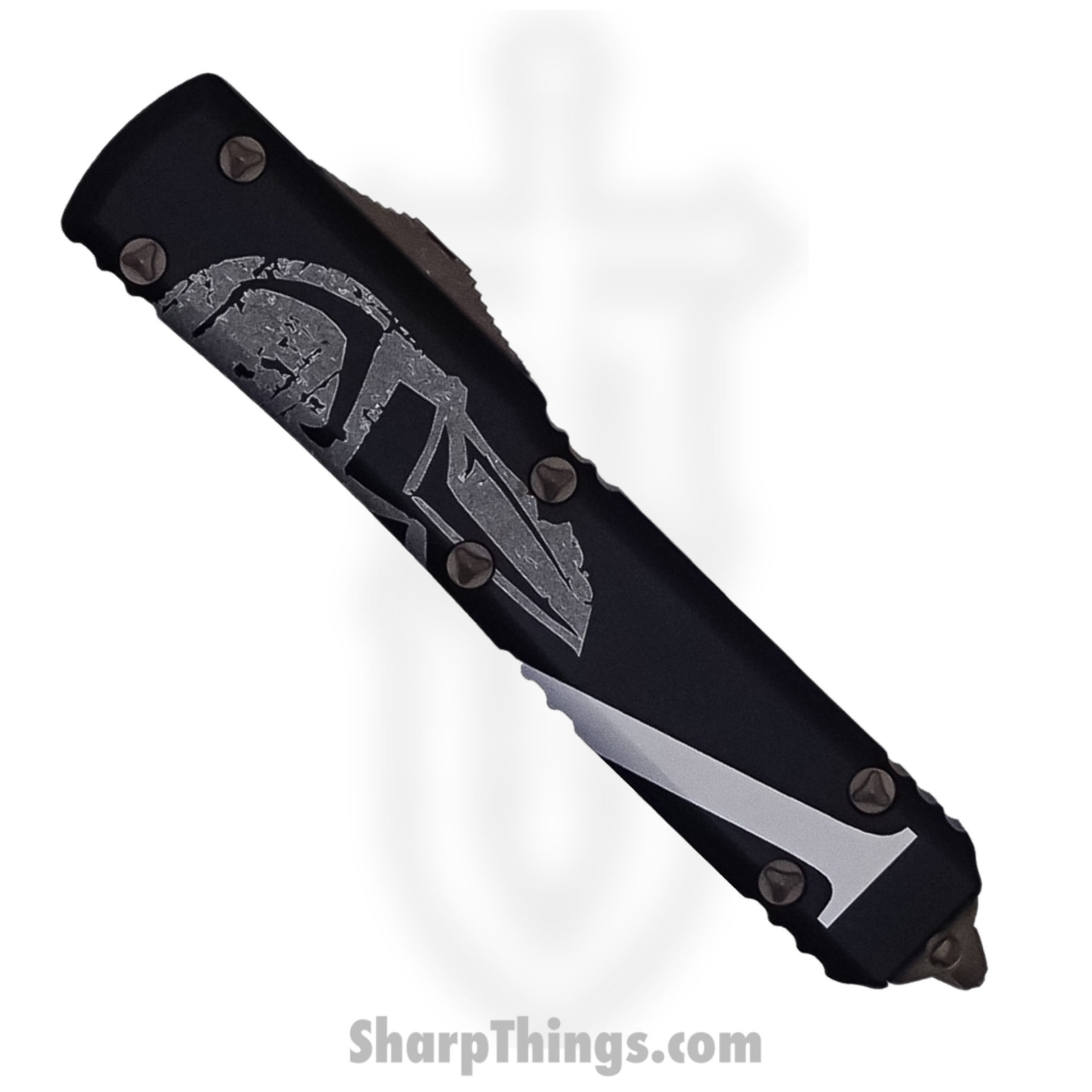 Microtech - 122-13MLS - Ultratech Signature Series Molon Labe - OTF Auto - Elmax, M390, 204P Bronze Apocalyptic Dagger - 6061-T6 Aluminum - Black/White - Image 5