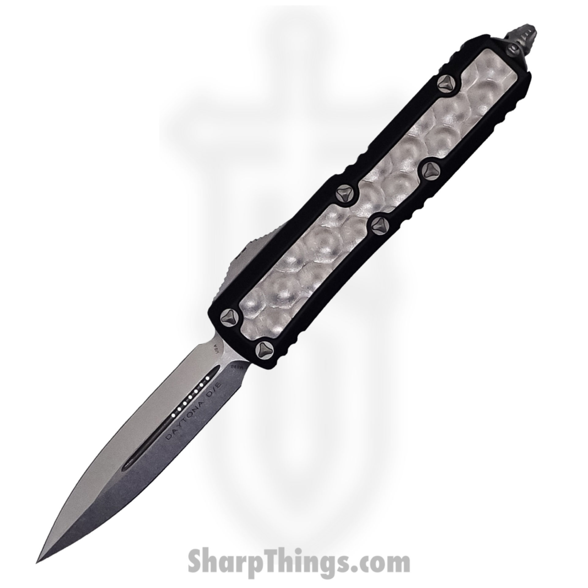 Microtech - 122-13MLS - Ultratech Signature Series Molon Labe - OTF Auto - Elmax, M390, 204P Bronze Apocalyptic Dagger - 6061-T6 Aluminum - Black/White - Image 4