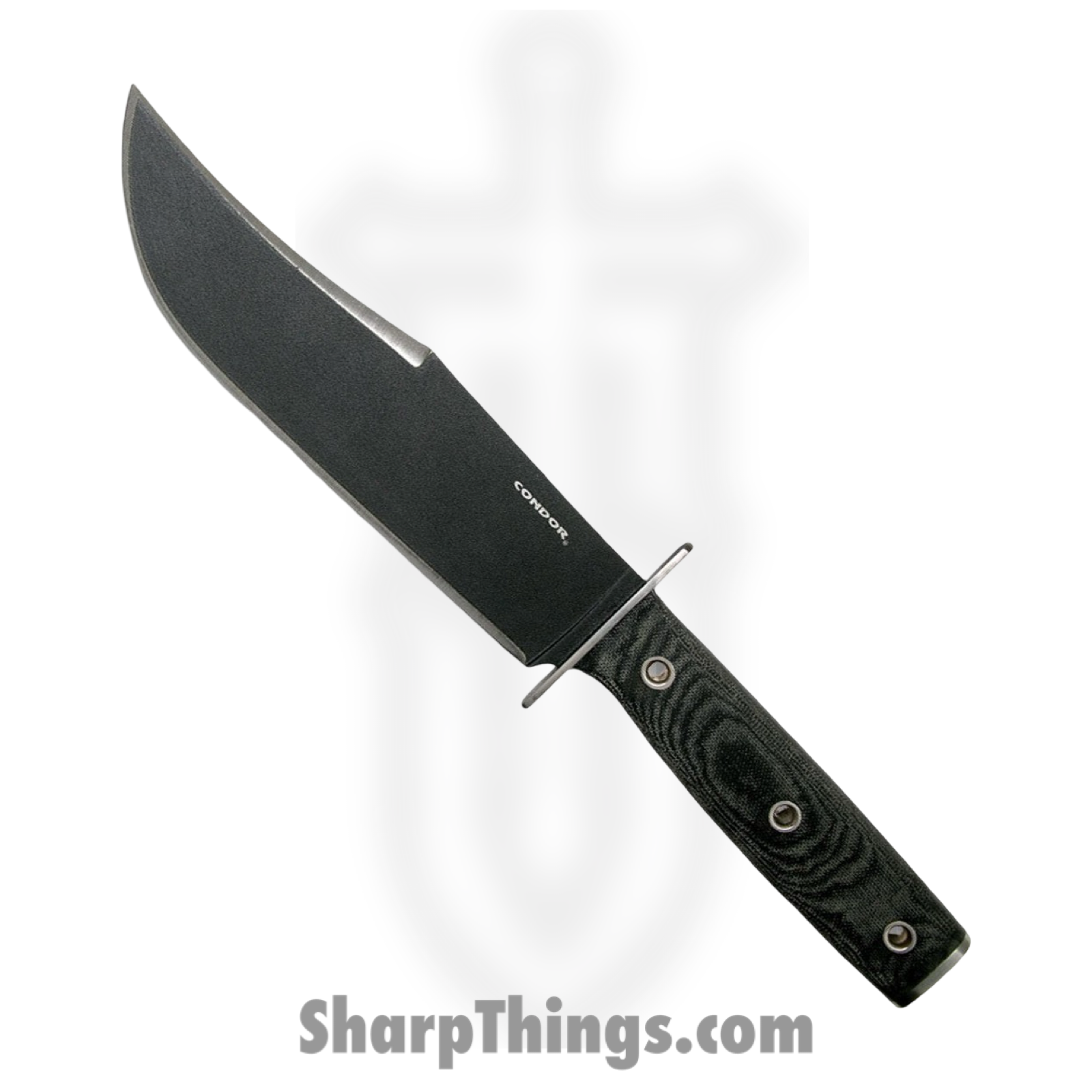 Condor Tool & Knife - CTK180675 - Operator Bowie - Fixed Blade Knife - 1075 HC Coated Clip Point - Micarta - Black Gray