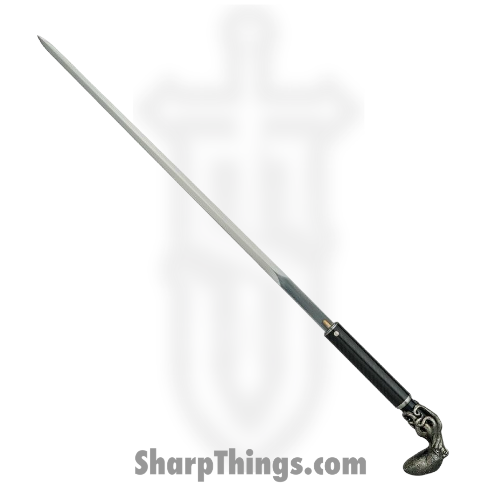 Dragon King - DRK12751 - Octopus Sword Cane - 9260 Steel Satin Rapier - Sculpted Cast Metal - Gray