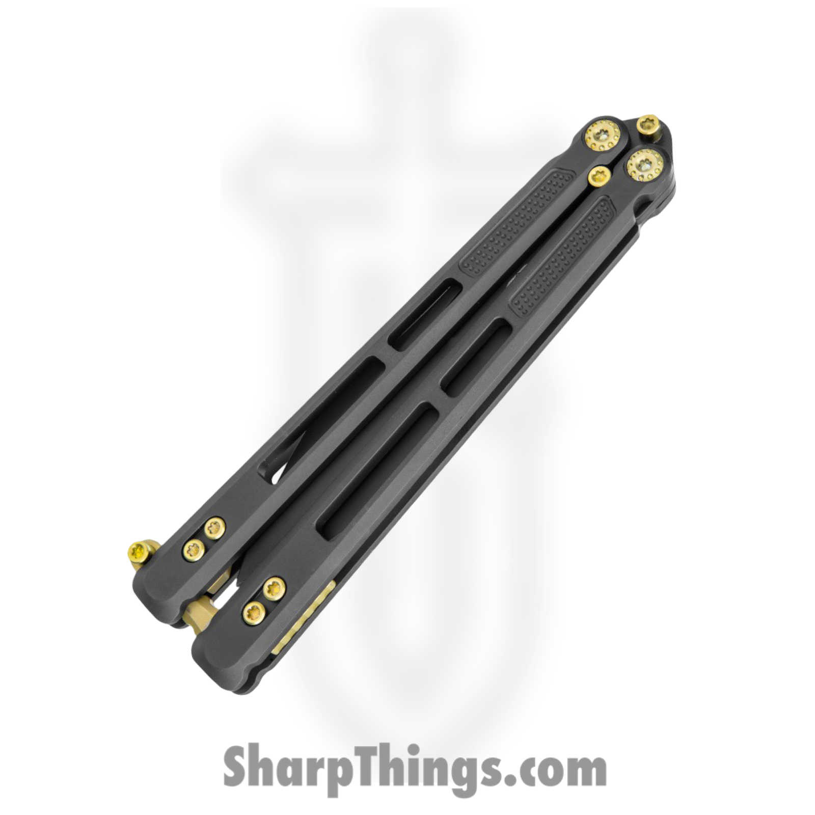 EOS - EOS105 - Trident - Balisong - CPM S30V Coated Modified Drop Point - Titanium - Black Gold - Image 2