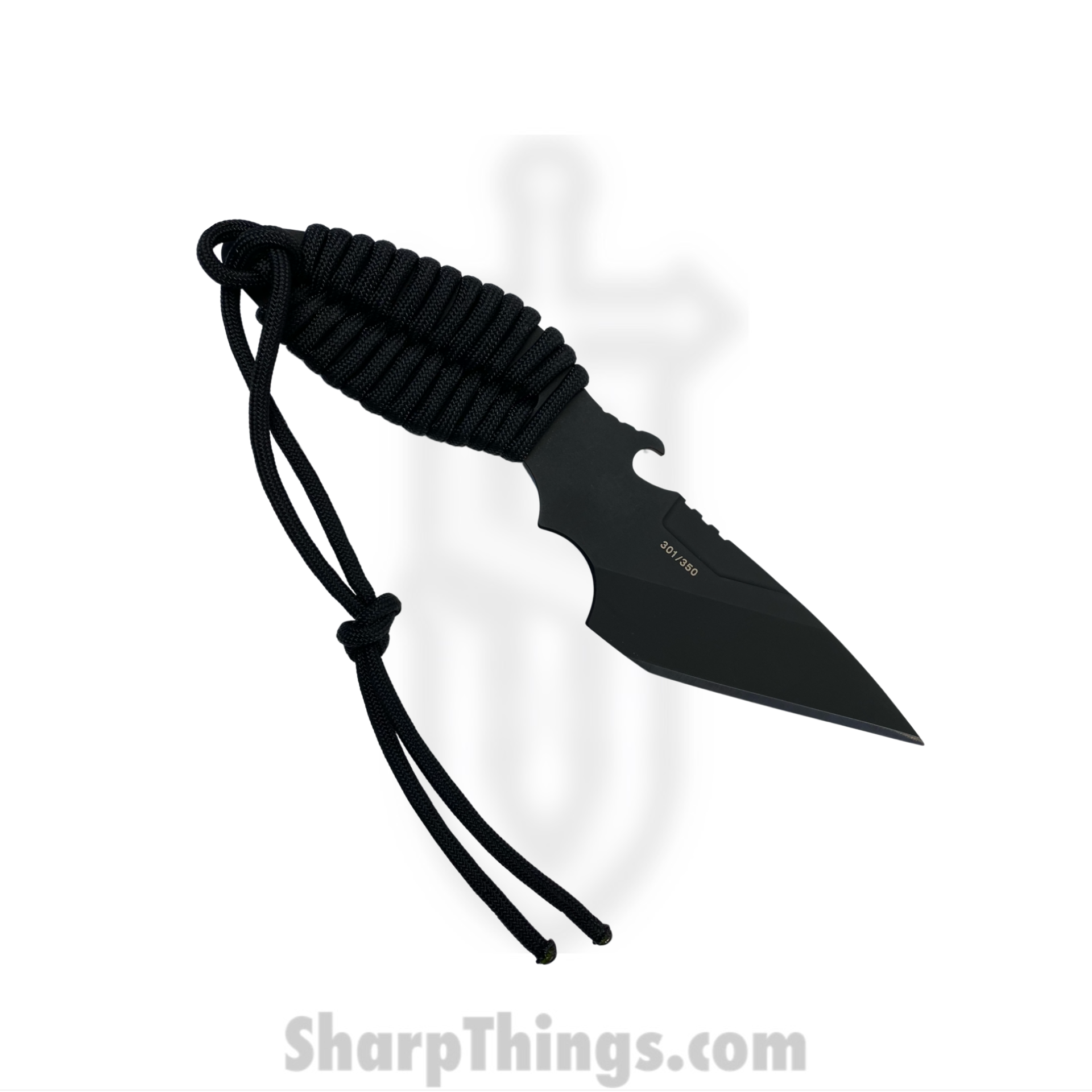 Sniper Bladeworks - DASHIBLKPARA - Dashi - Fixed Blade Knife - 1095 HC Coated Kiridashi - Paracord Wrapped - Black - Image 2
