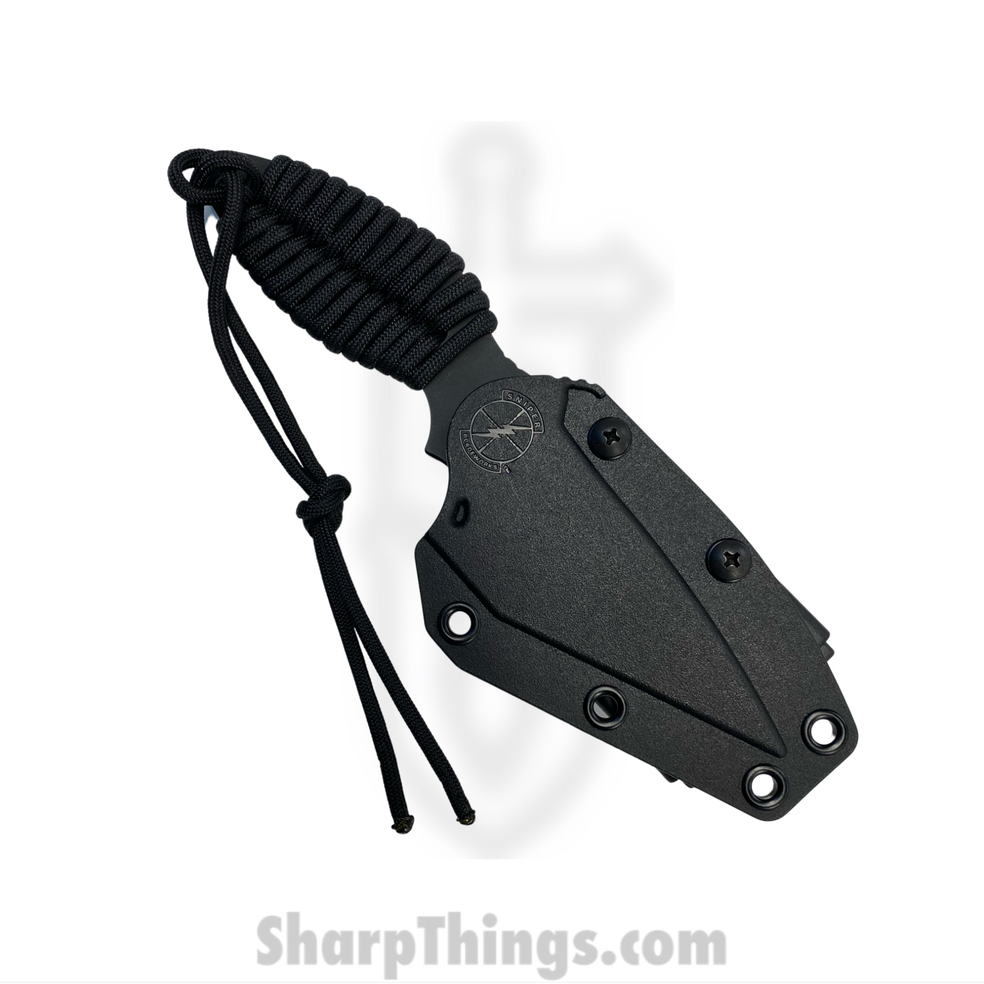 Sniper Bladeworks - DASHIBLKPARA - Dashi - Fixed Blade Knife - 1095 HC Coated Kiridashi - Paracord Wrapped - Black - Image 3