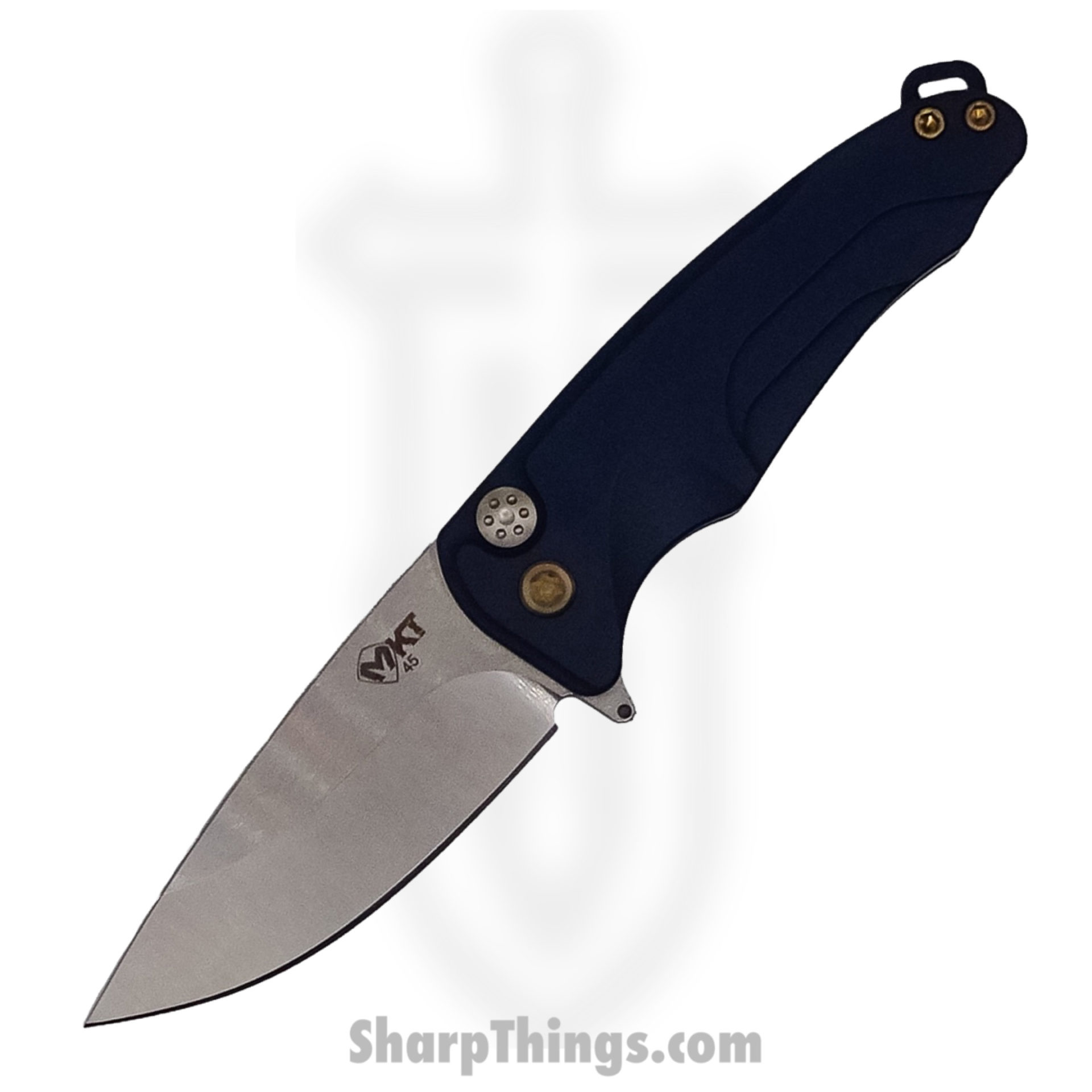 Medford Knife - MK0394TQ-44AU-T1C1-Q4 - Smooth Criminal Button Lock Folder - Tumbled S45VN - Blue