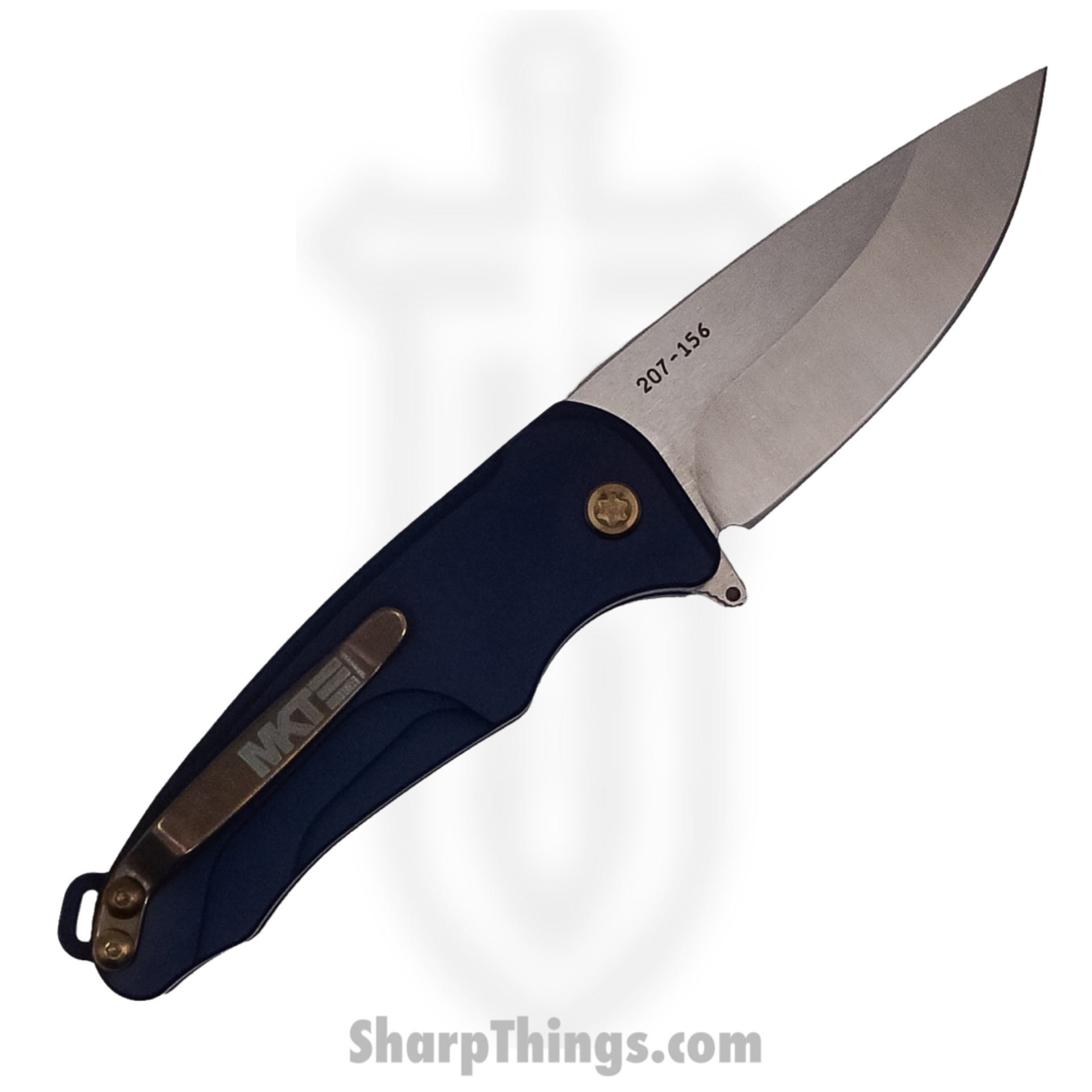 Medford Knife - MK0394TQ-44AU-T1C1-Q4 - Smooth Criminal Button Lock Folder - Tumbled S45VN - Blue - Image 3