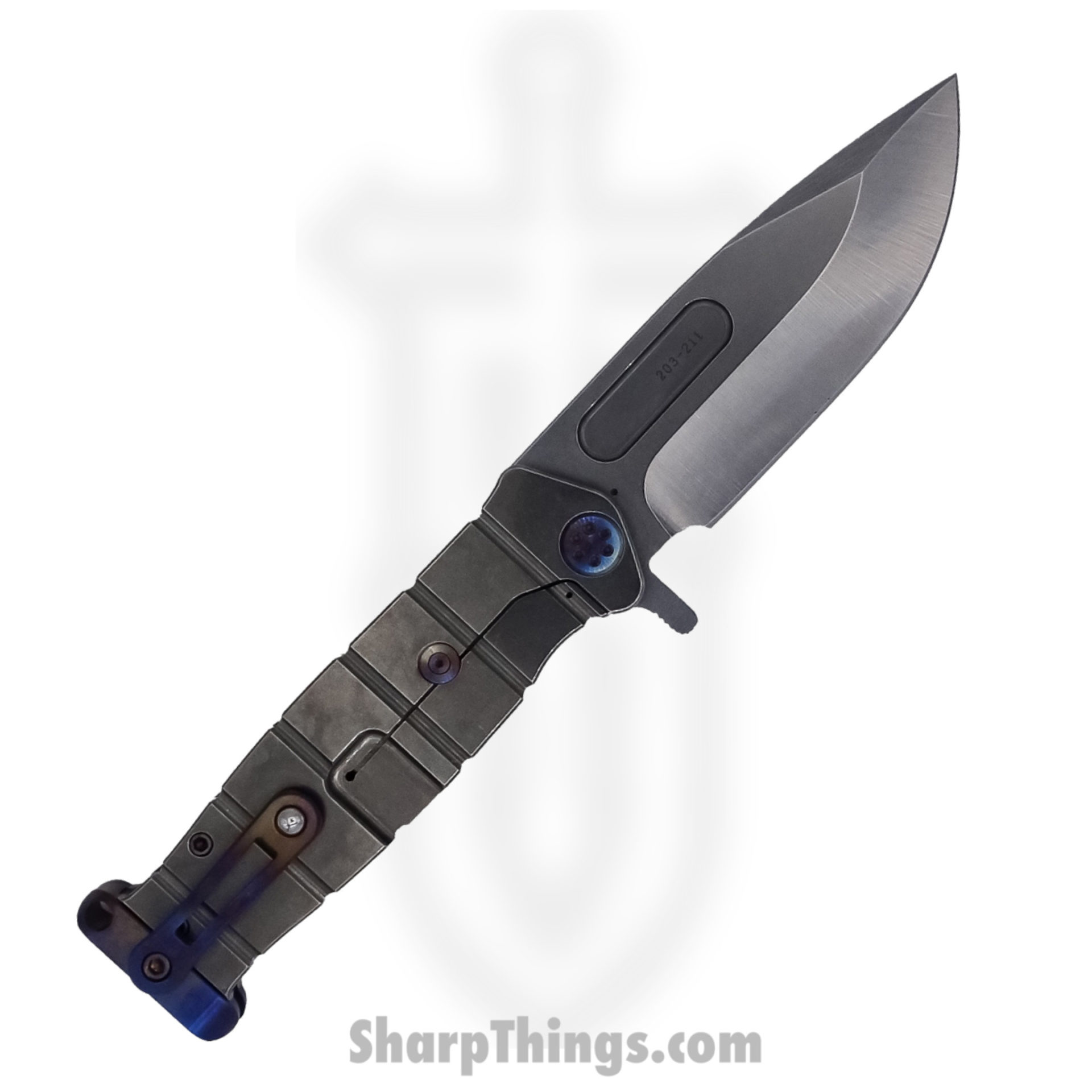 Medford Knife - MK204MTQ-01TM-TFCF-PF - USMC Fighter Flipper Knife - Magnacut Tumbled - Titanium - Image 2
