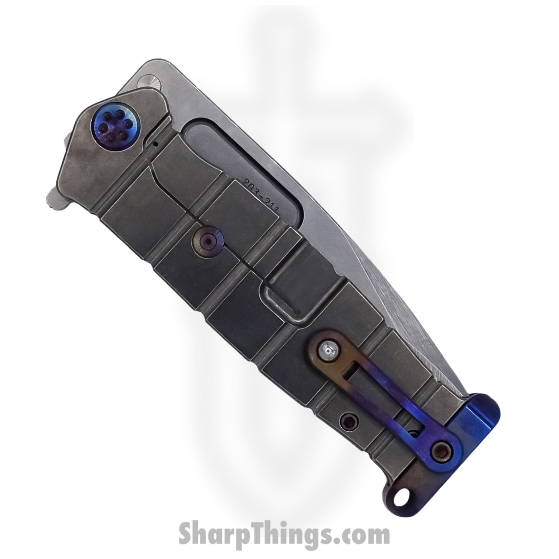 Medford Knife - MK204MTQ-01TM-TFCF-PF - USMC Fighter Flipper Knife - Magnacut Tumbled - Titanium - Image 4