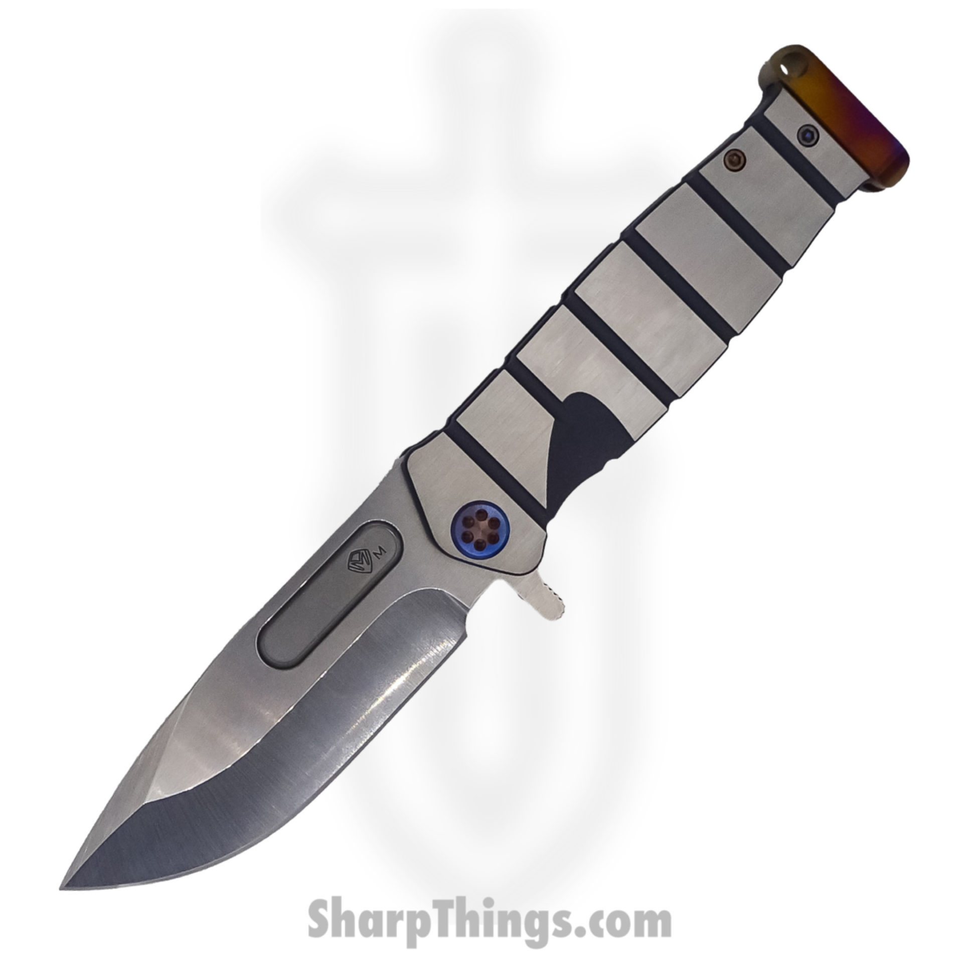 Medford Knife - MK204MTQ-37A2-TFCF-PF - USMC Fighter Flipper Knife - Tumbled MagnaCut - Blue